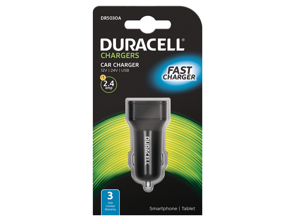 Duracell Single USB 2.4A In-Car Charger