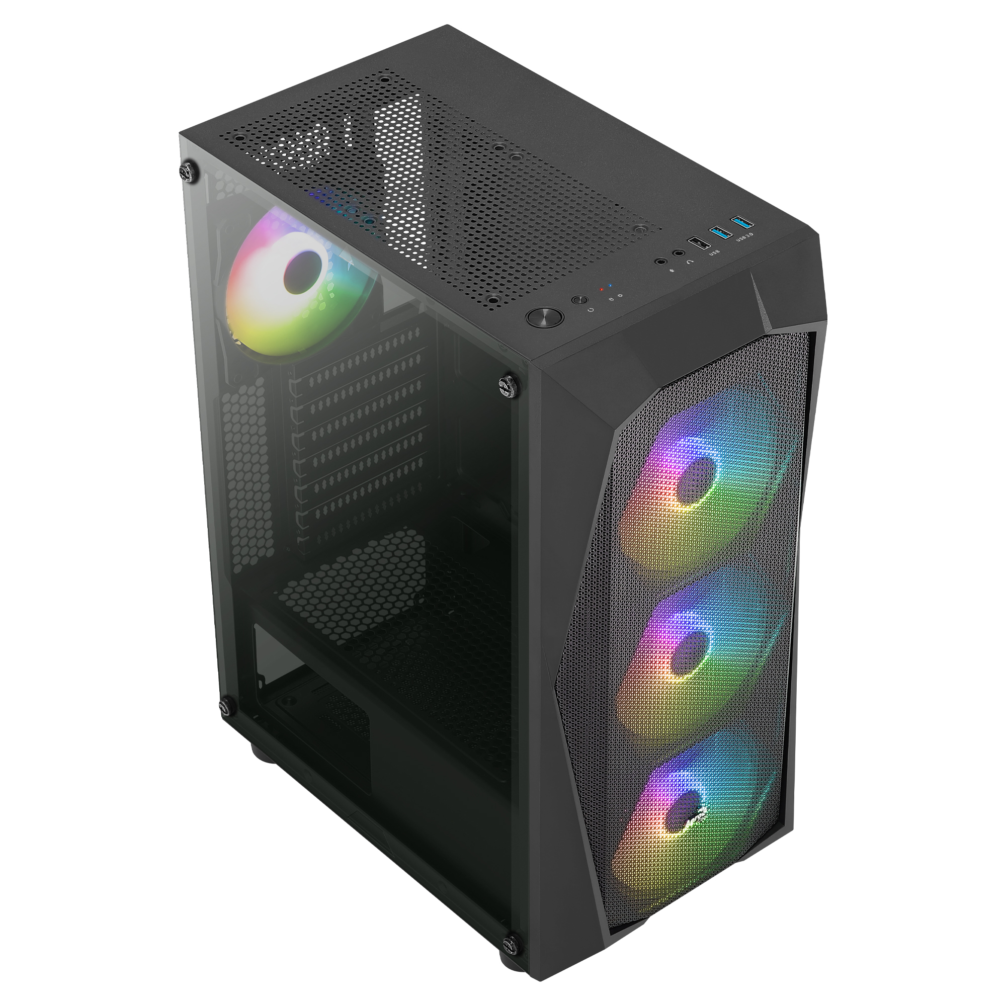 Aerocool FALCONV2BK PC ATX Case Front Panel Mesh Tempered Glass 4 Fans ARGB – image 3