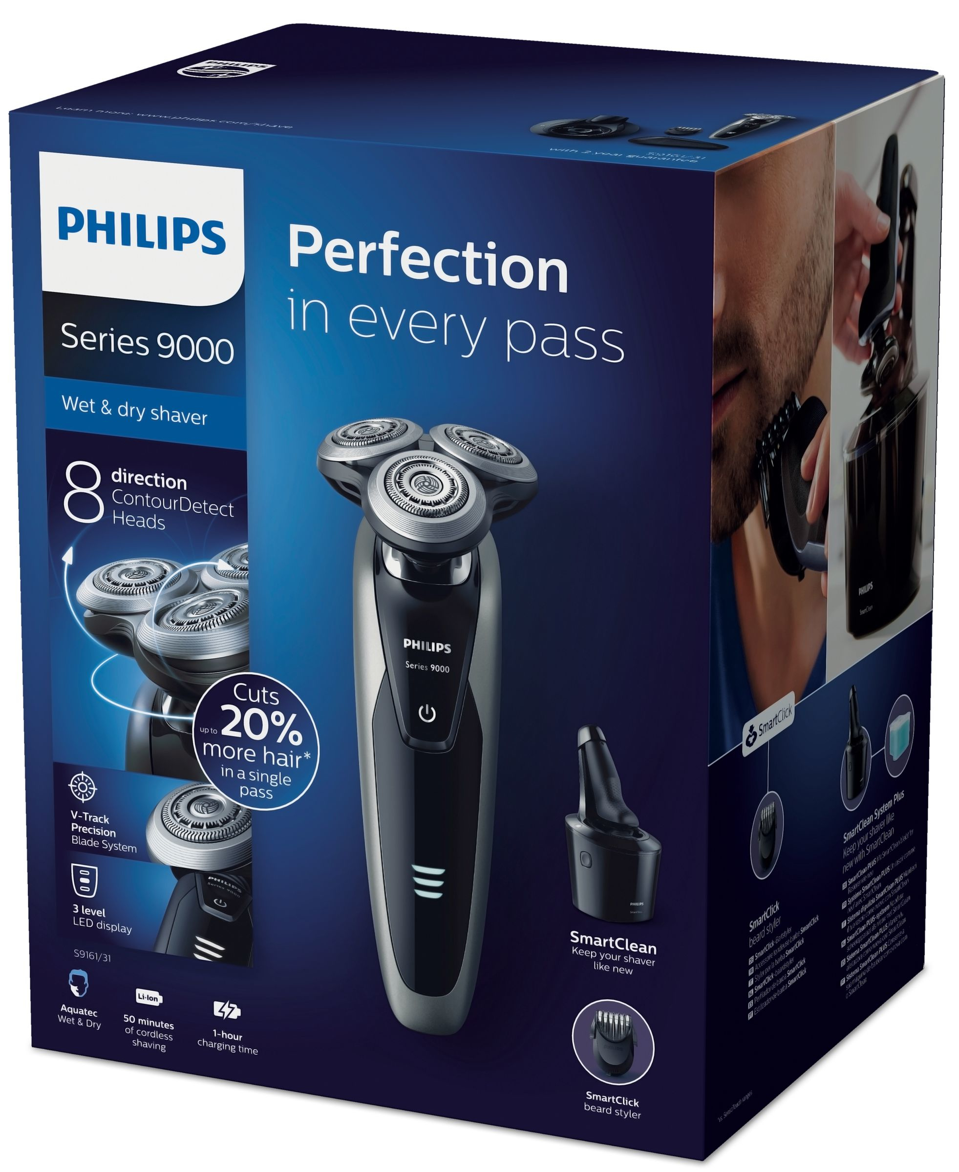 Philips SHAVER Series 9000 S9161/31 men's shaver Rotation shaver Silver – image 2