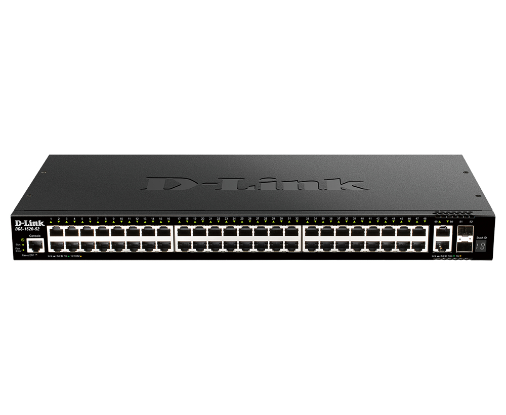 D-Link DGS 1520-52 - Switch - L3 - smart - 48 x 10/100/1000 + 2 x 10 Gigabit Ethernet + 2 x 10 Gigabit SFP+ - rack-mountable