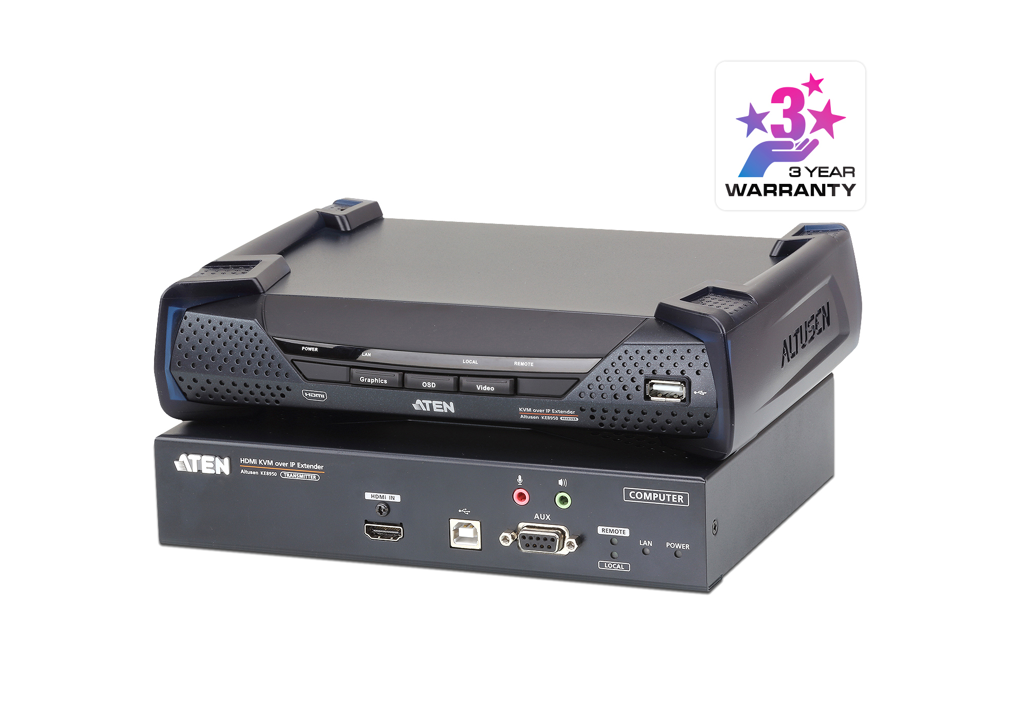 ATEN 4K HDMI Single Display KVM Over IP Extender (T+R)