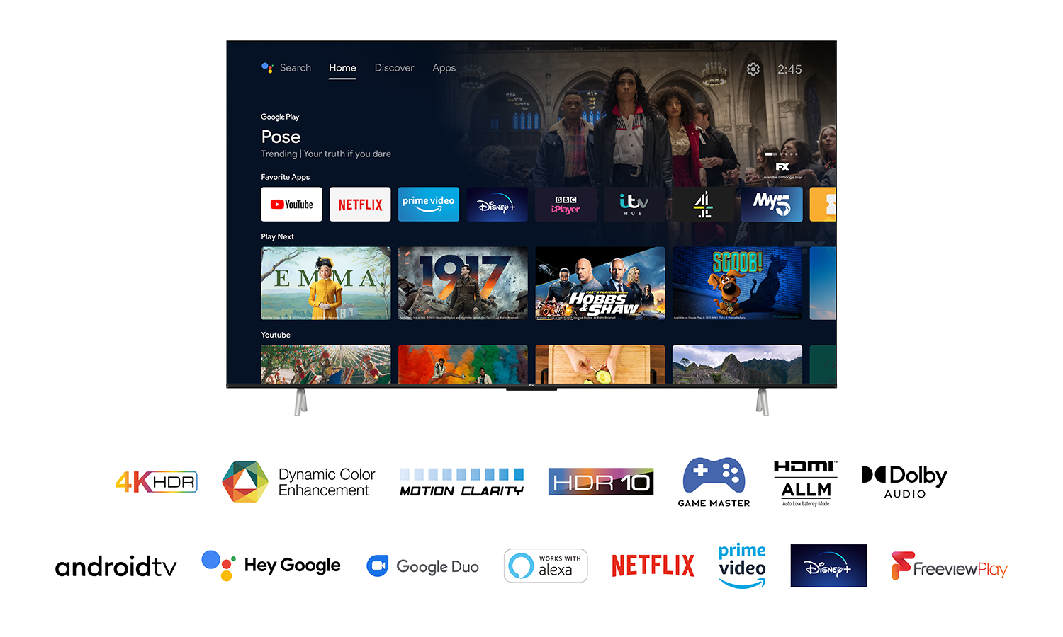 TCL 75P638K TV 190.5 cm (75") 4K Ultra HD Smart TV Wi-Fi Aluminium, Anthracite – image 2