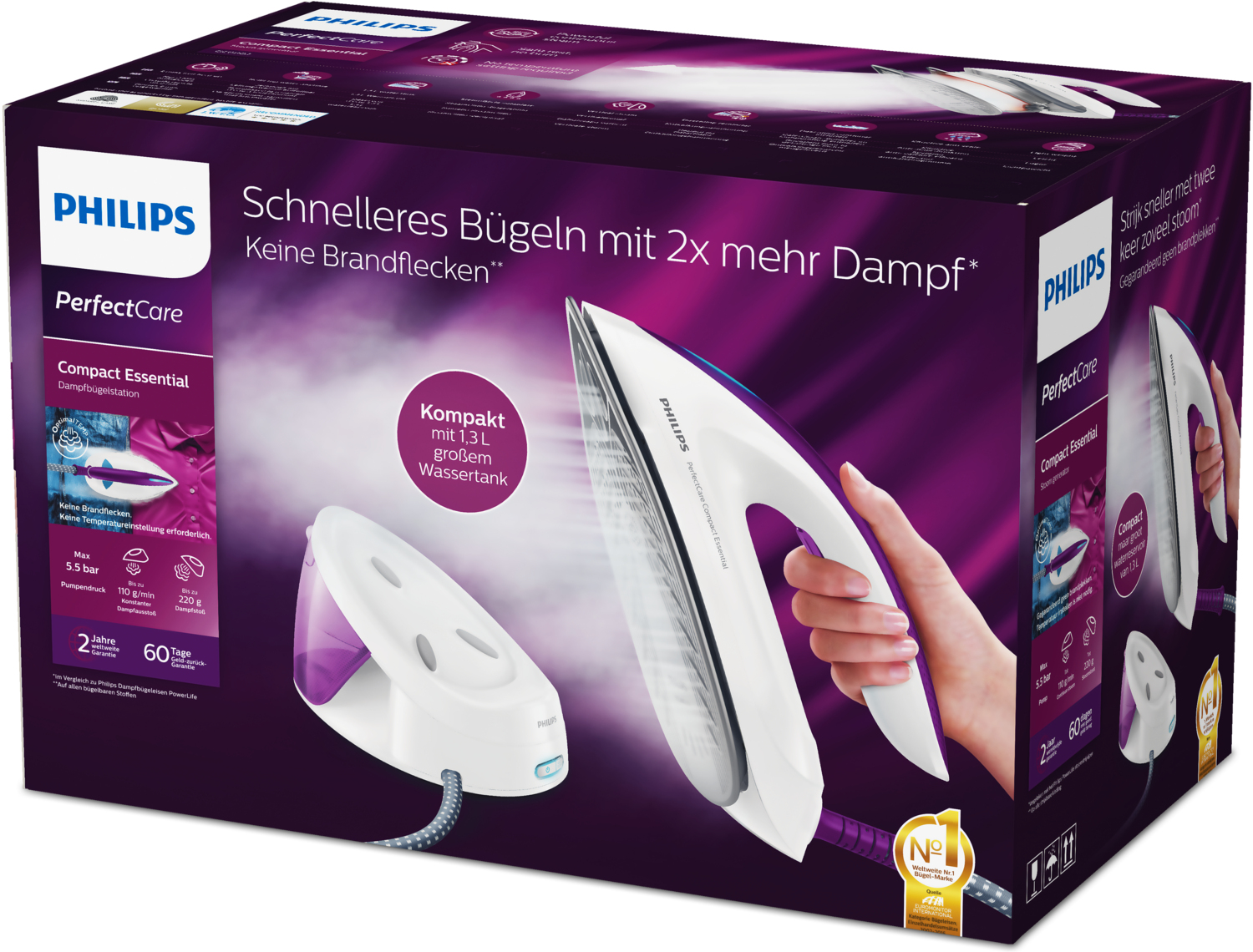 Philips Max. 5.5 bar pump pressure Steam generator iron – image 2