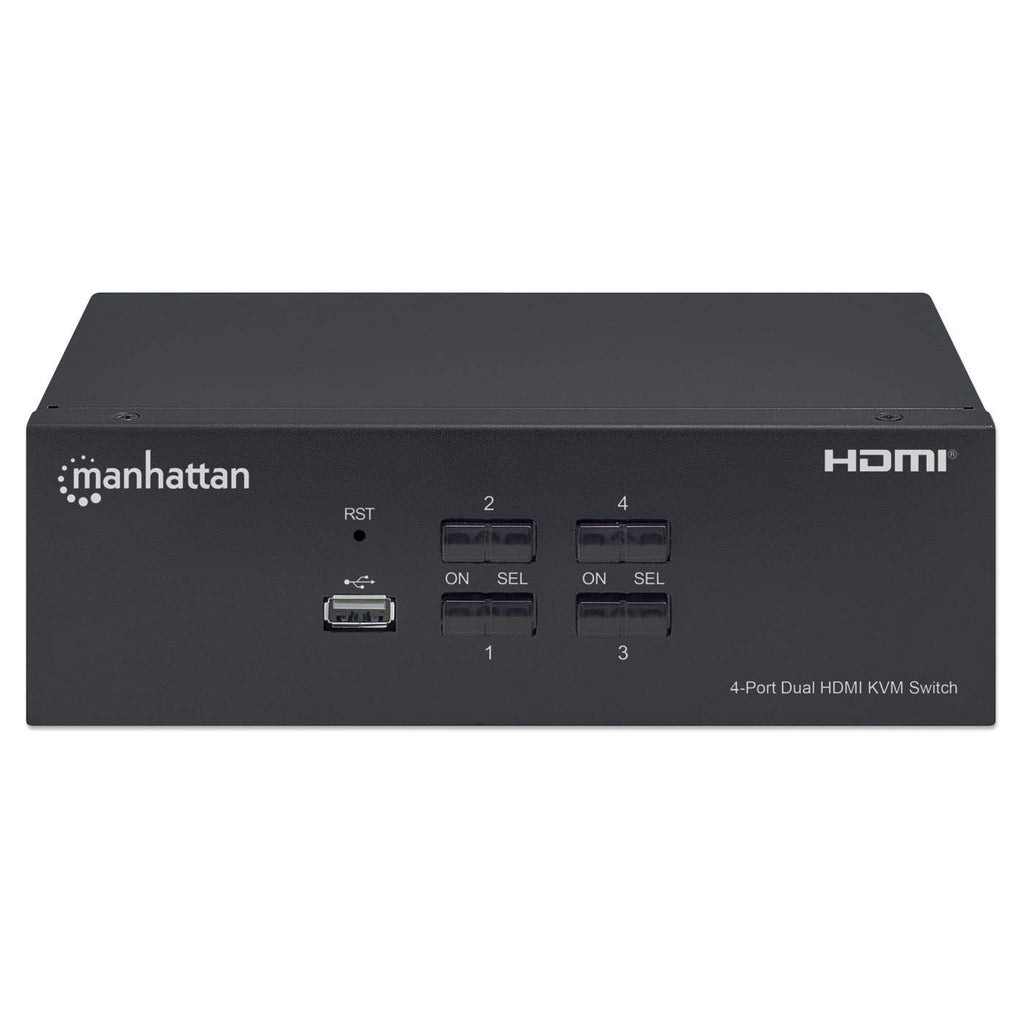 Manhattan HDMI KVM Switch 4-Port, 4K@30Hz, USB-A/3.5mm Audio/Mic Connections, Cables included, Audio Support, Control 4x computers from one pc/mouse/screen, USB – image 3