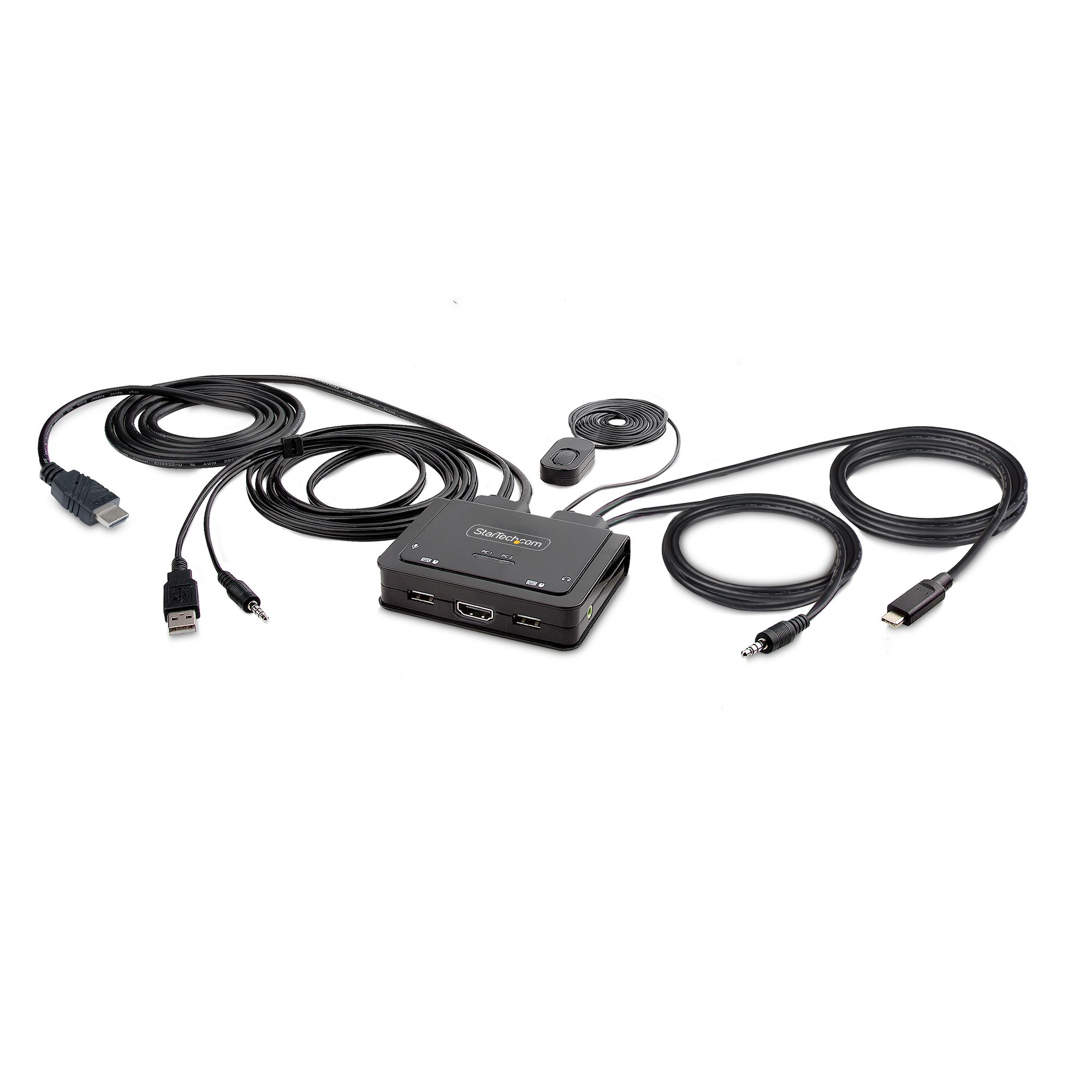 StarTech.com 2-Port Hybrid USB-C HDMI Cable KVM Switch, 4K