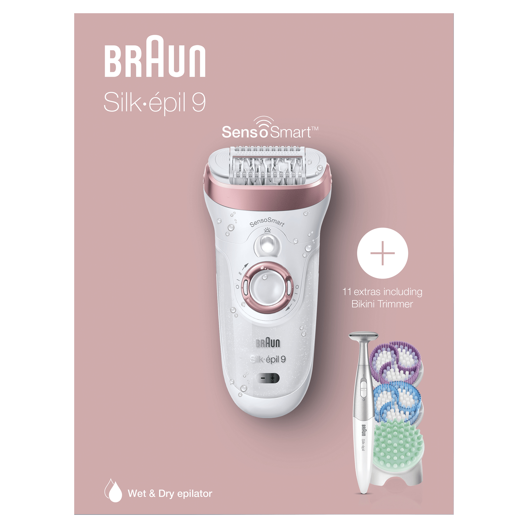 Braun Silk-épil 9 81677774 epilator 40 tweezers Pink gold, White