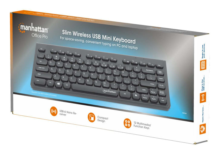 Manhattan 12 Multimedia/Function Keys, USB-A Nano Receiver, Compact, Low-Profile Format, for PC and Laptop, Black – image 2