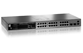 LevelOne 24 Port 10/100Mbps POE + 2 Port 1000BaseT/SFP Combo L2 SNMP Switch