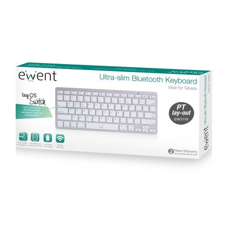 Ewent EW3119 keyboard Home Bluetooth QWERTY Portuguese Silver, White – image 2