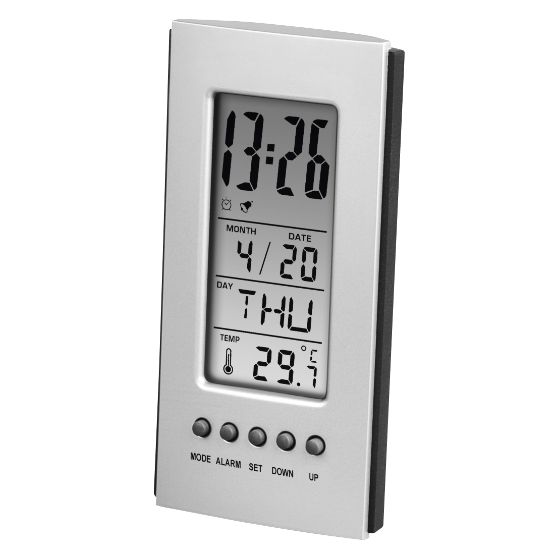 LCD Thermometer, Digital Display, Alert Function, Music Function, Birthday Function, Silver