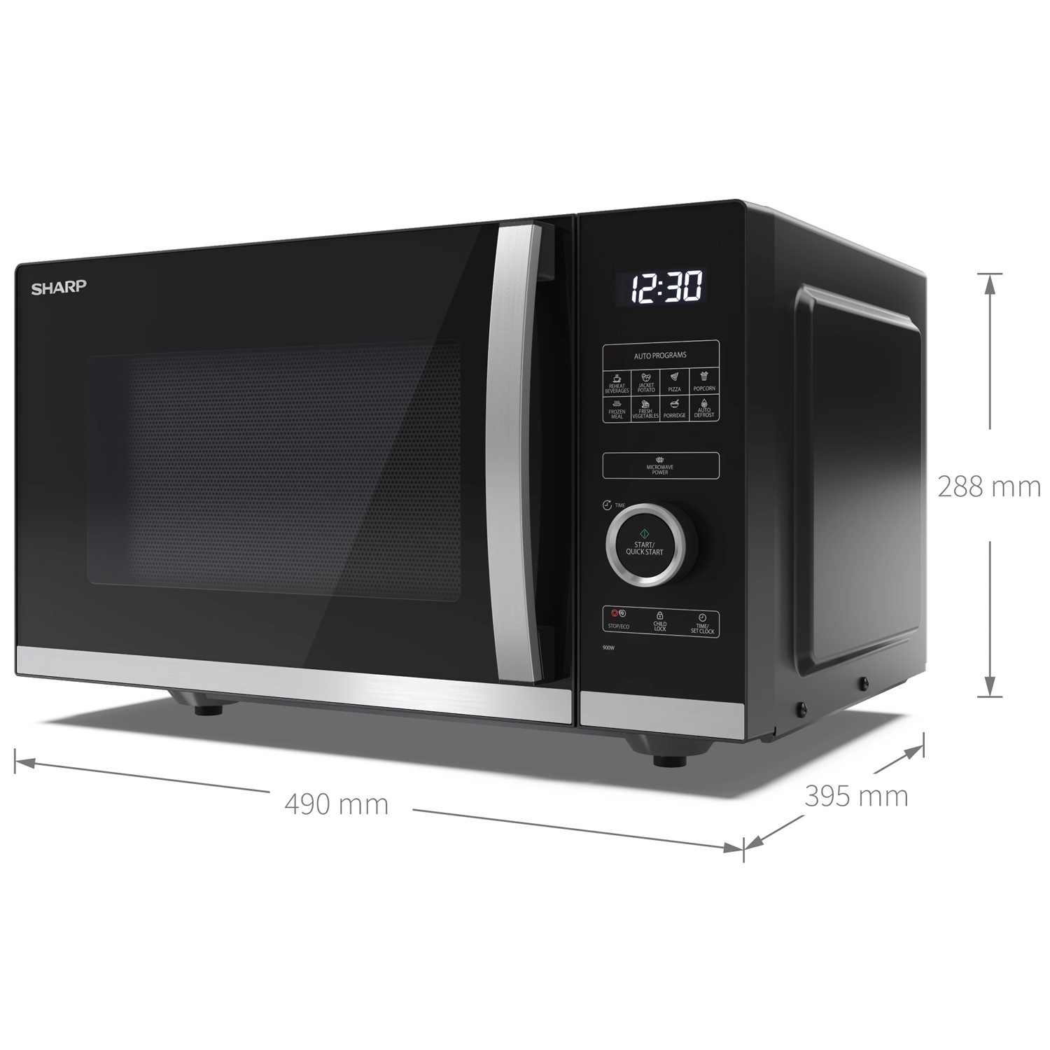Sharp YC-QS254AE-B microwave Black, Stainless steel Solo microwave Countertop – image 2