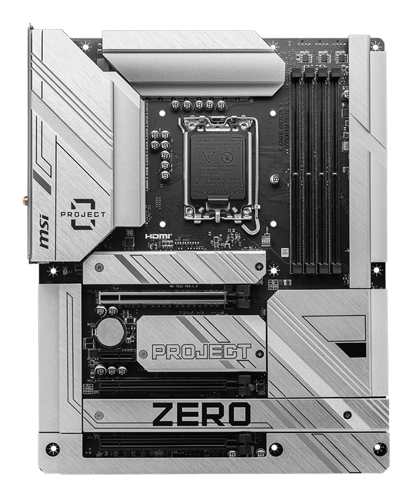 Tarjeta Madre MSI Z790 PROJECT ZERO - Socket 1700 - 4x DDR5 - 4800/5800(OC)/7200+(OC) - HDMI - DisplayPort - USB 2.0 - ATX - Z790 PROJECT ZERO