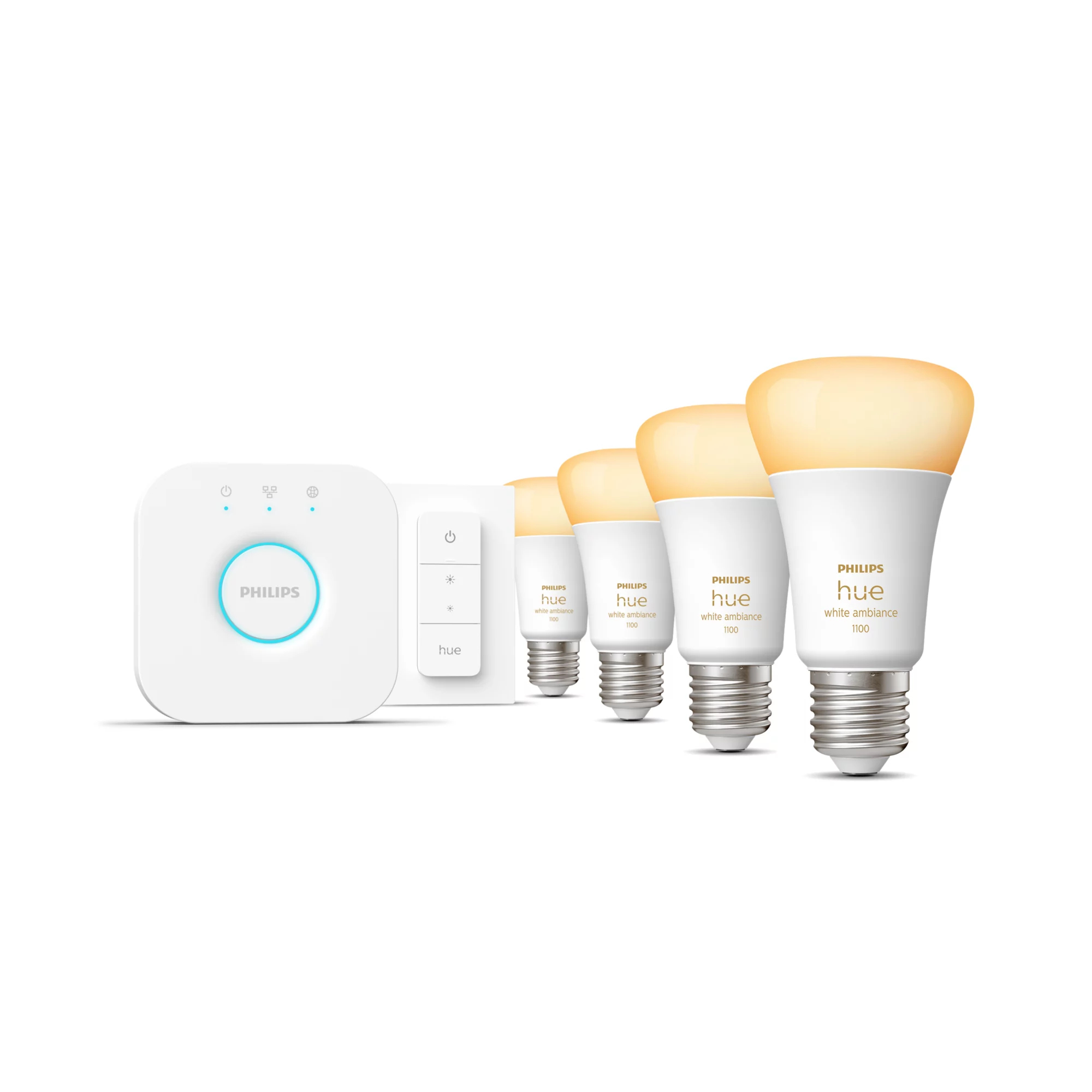 Philips by Signify Philips Hue White ambience Starter kit: 4 E27 smart bulbs (1100) + dimmer switch