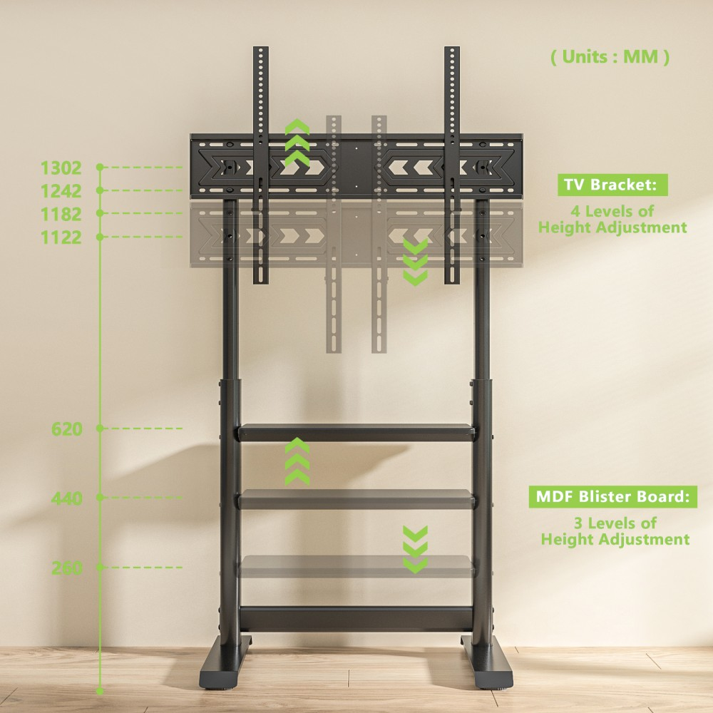 Techly Floor Stand for 60-86" LCD/LED/Plasma TV Multifunction – image 9