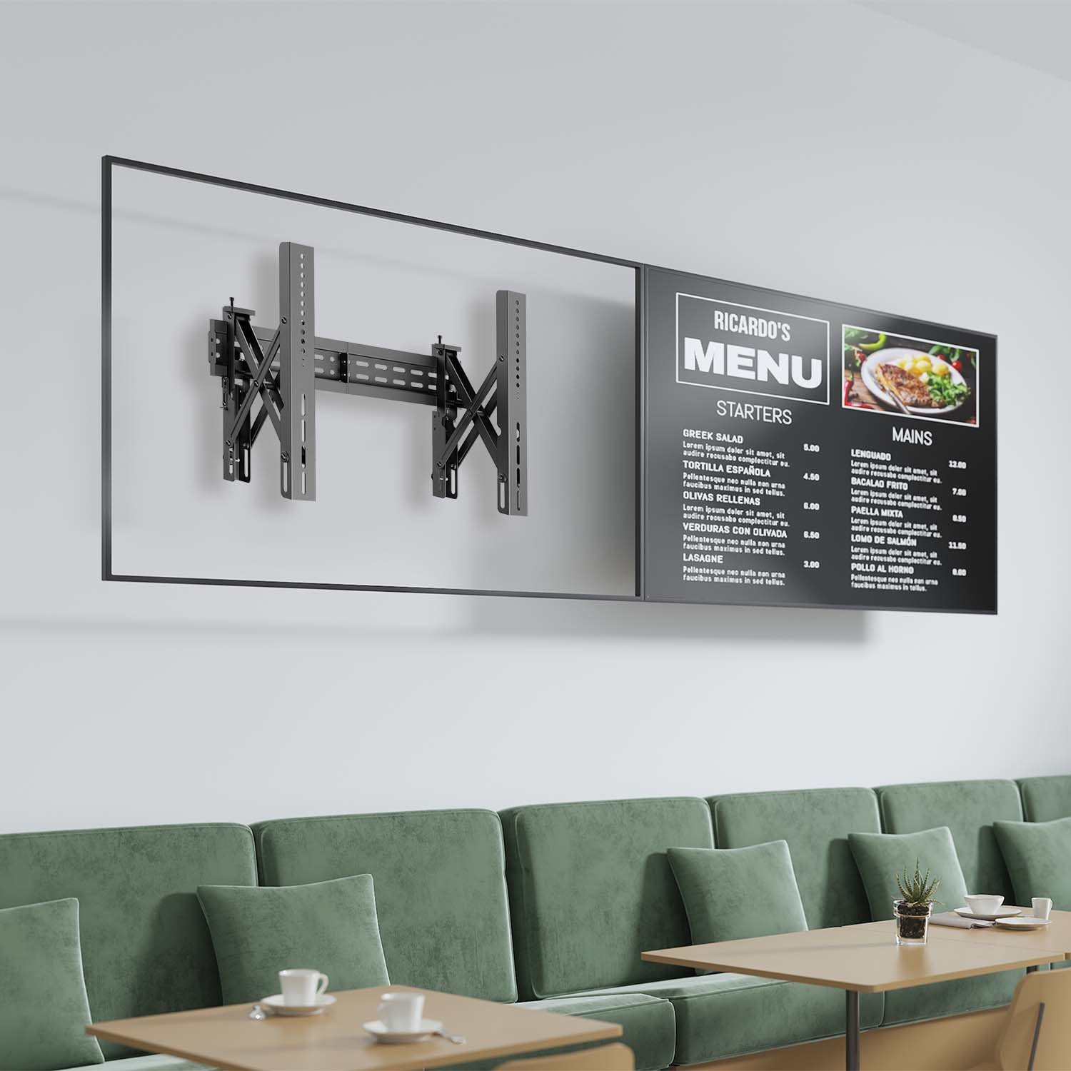 Resim AISENS Sabit Seviyelenebilir Videowall Askısı, Pop-Out Fonksiyonlu, 37-70" TV'ler İçin (Maks 70kg), Siyah