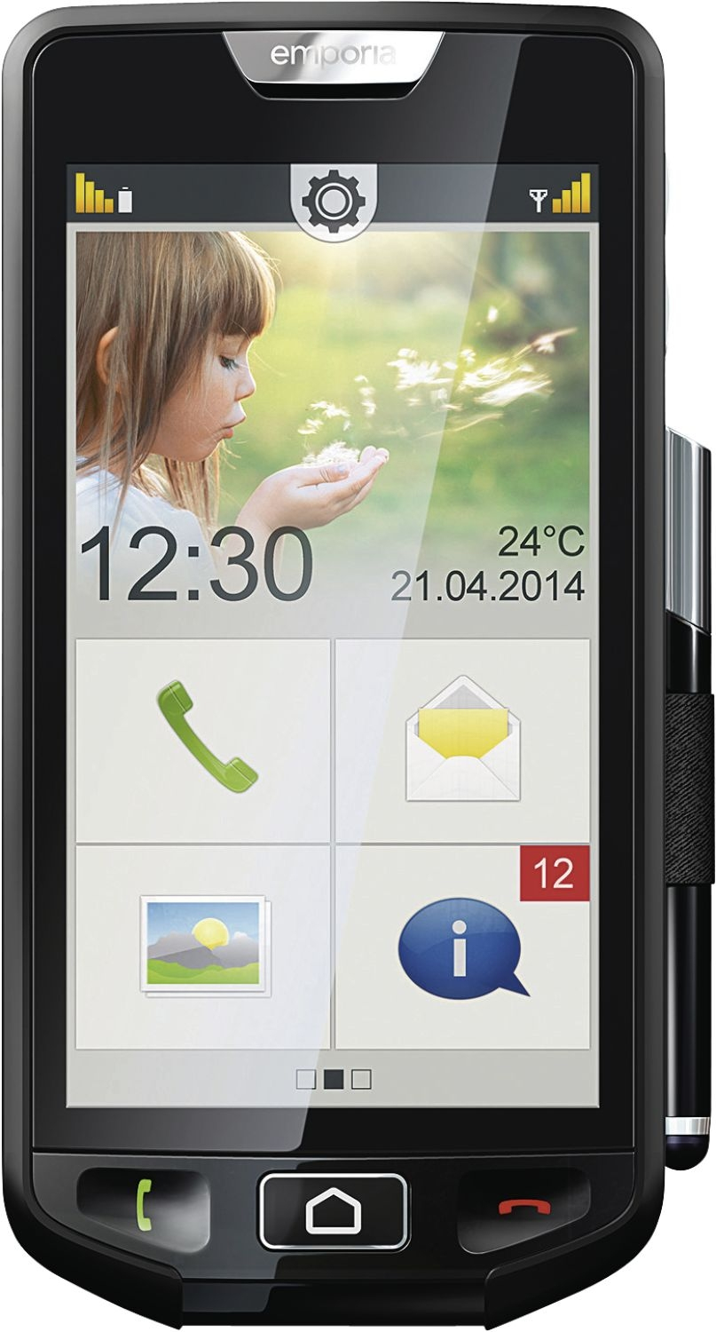 Emporia Smart 11.4 cm (4.5") Single SIM Android 4.4.2 3G Micro-USB 0.5 GB 4 GB 2600 mAh Black