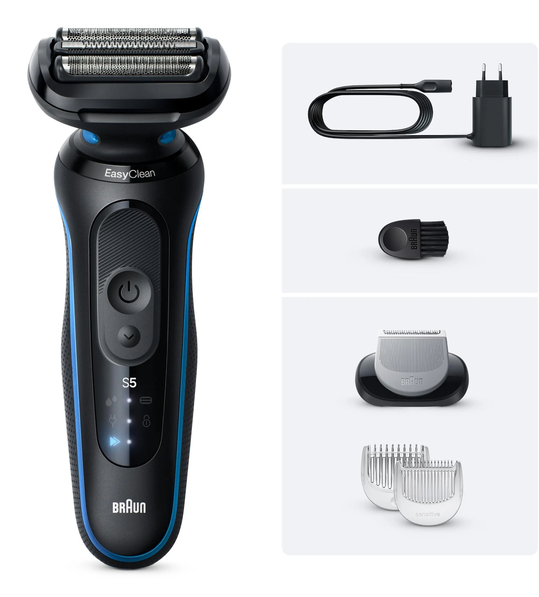 Braun 52-B1600s Foil shaver Trimmer Black, Blue