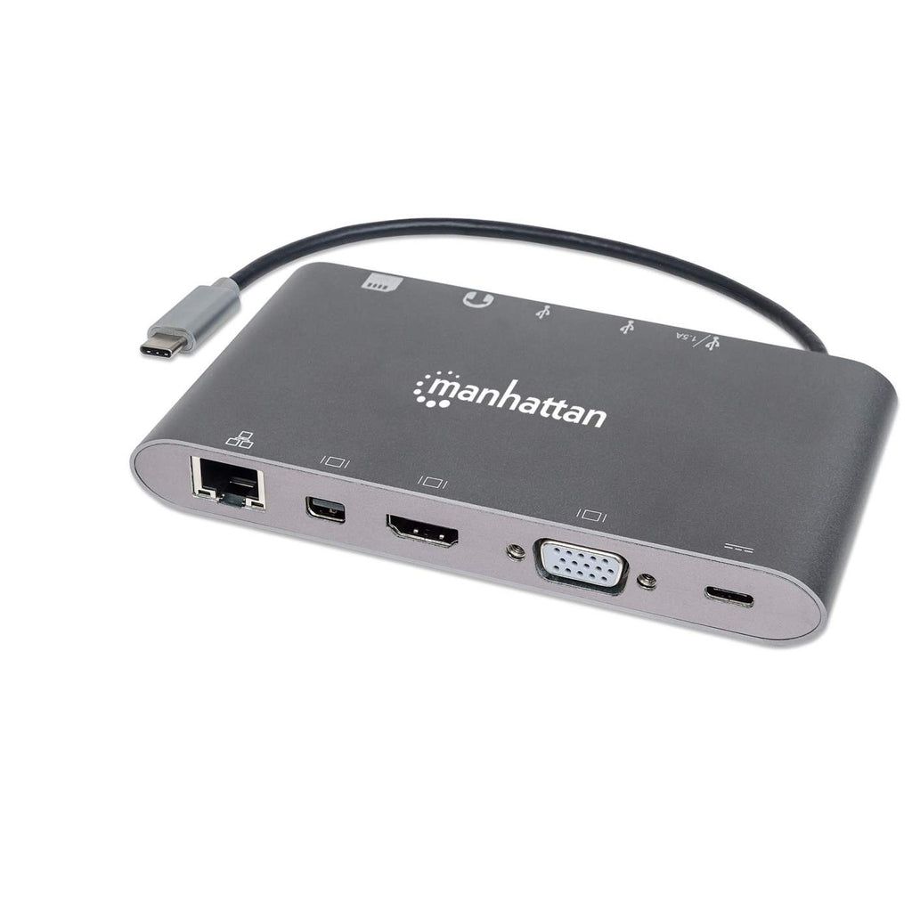Manhattan USB-C Dock/Hub with Card Reader, Ports (x8): HDMI, Audio