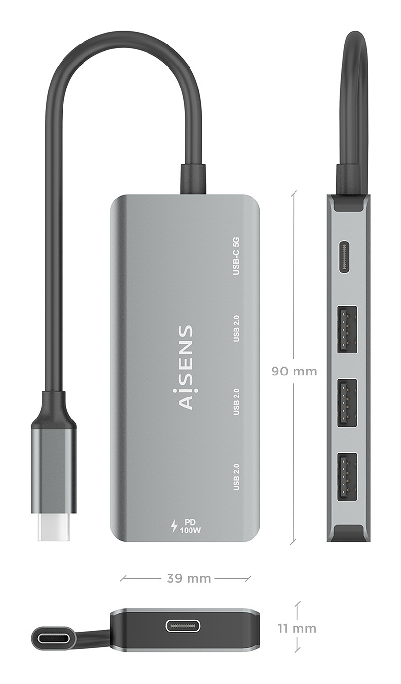 AISENS A109-0945 laptop dock/port replicator Wired USB 3.2 Gen 1 (3.1 Gen 1) Type-C Grey – image 4
