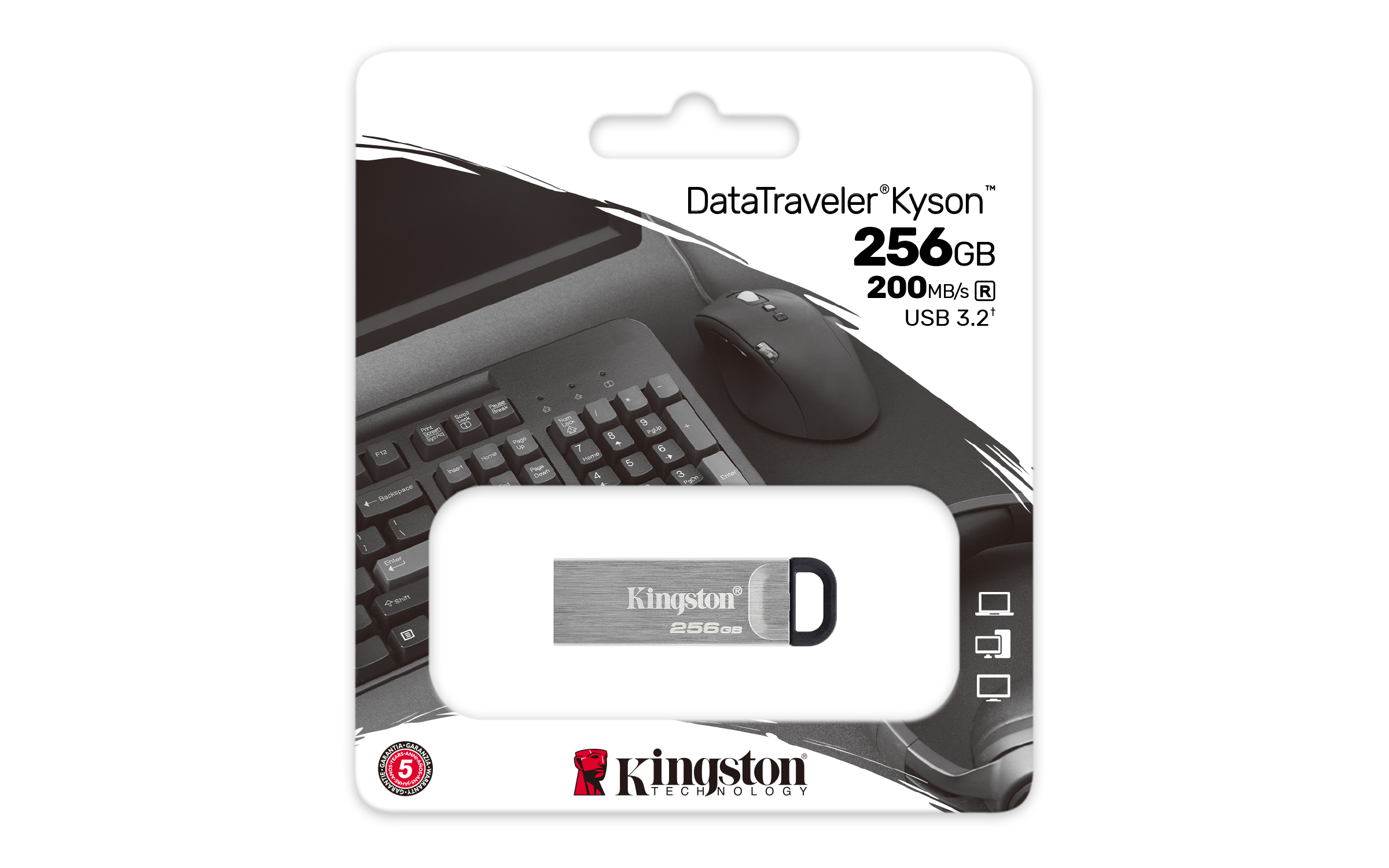Memoria USB Kingston DataTraveler Kyson - 256GB - USB 3.2 Gen 1 - Plata - DTKN/256GB Memoria USB Kingston DataTraveler Kyson - 256GB - USB 3.2 Gen 1 - Plata - DTKN/256GB