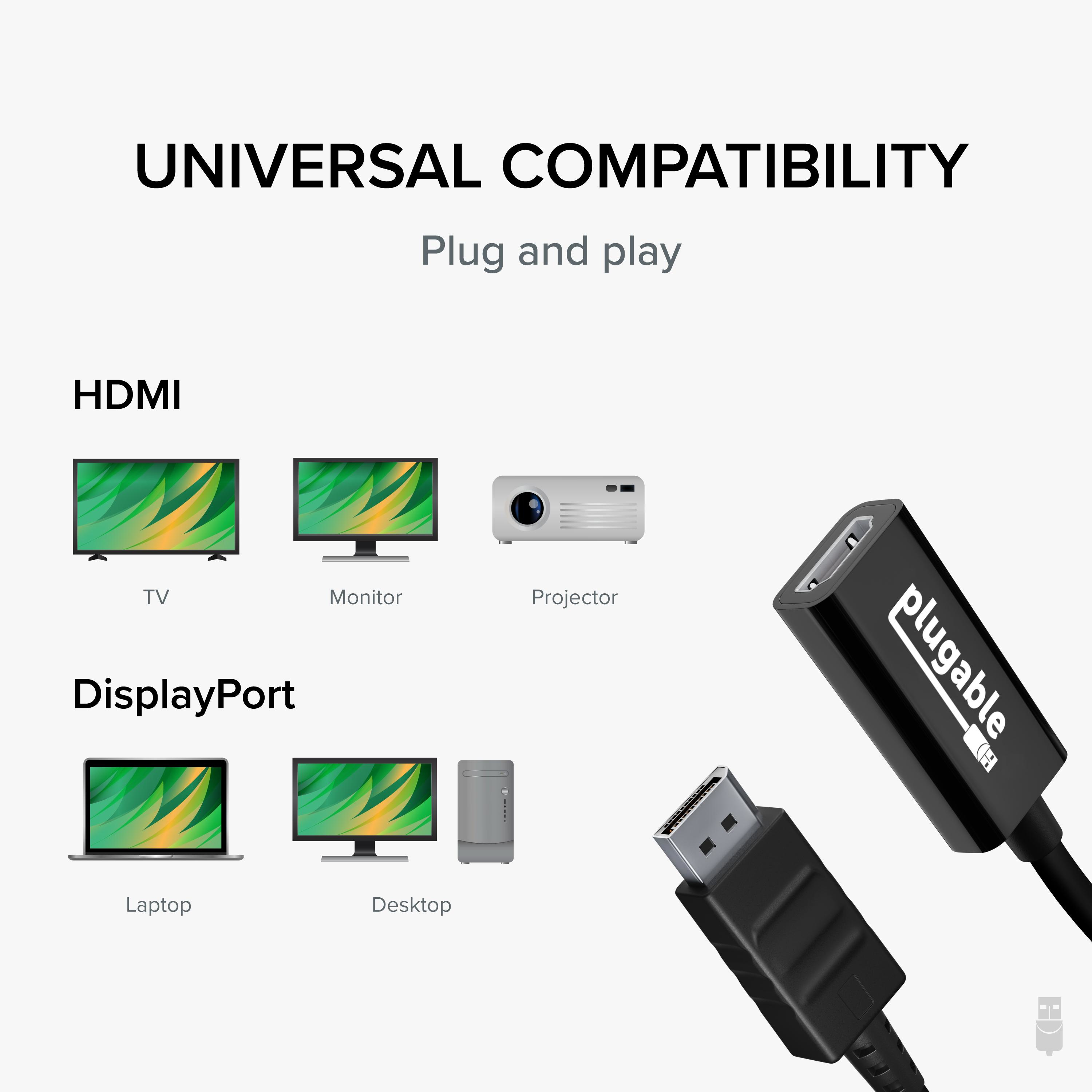 Resim Plugable Technologies Aktif DisplayPort - HDMI 2.0 Adaptör, 4K@60Hz