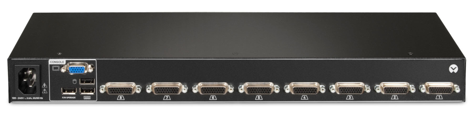 Vertiv Avocent 1x8 KVM switch with USB, w/OSD, push (touch) button switching, keystroke switching, cascade support, internal power supply, includes 8 CBL0170 ca – image 2
