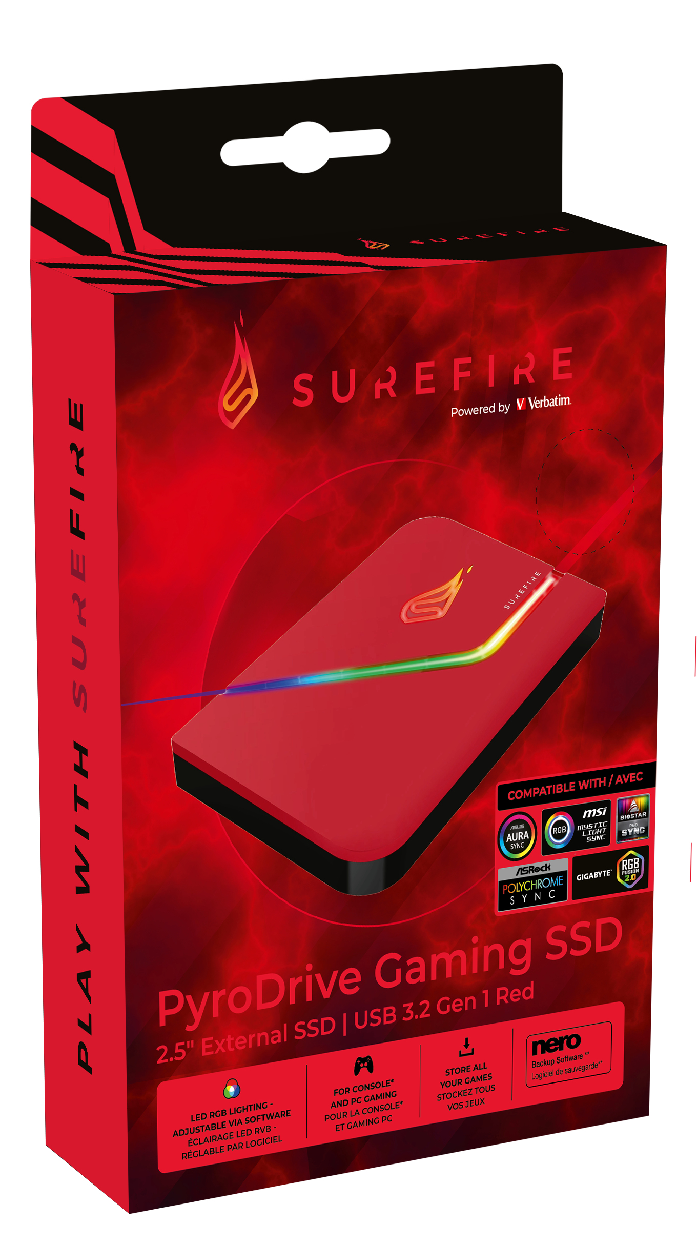 Verbatim SureFire PyroDrive Gaming SSD USB 3.2 Gen 1 1 TB Red image 2