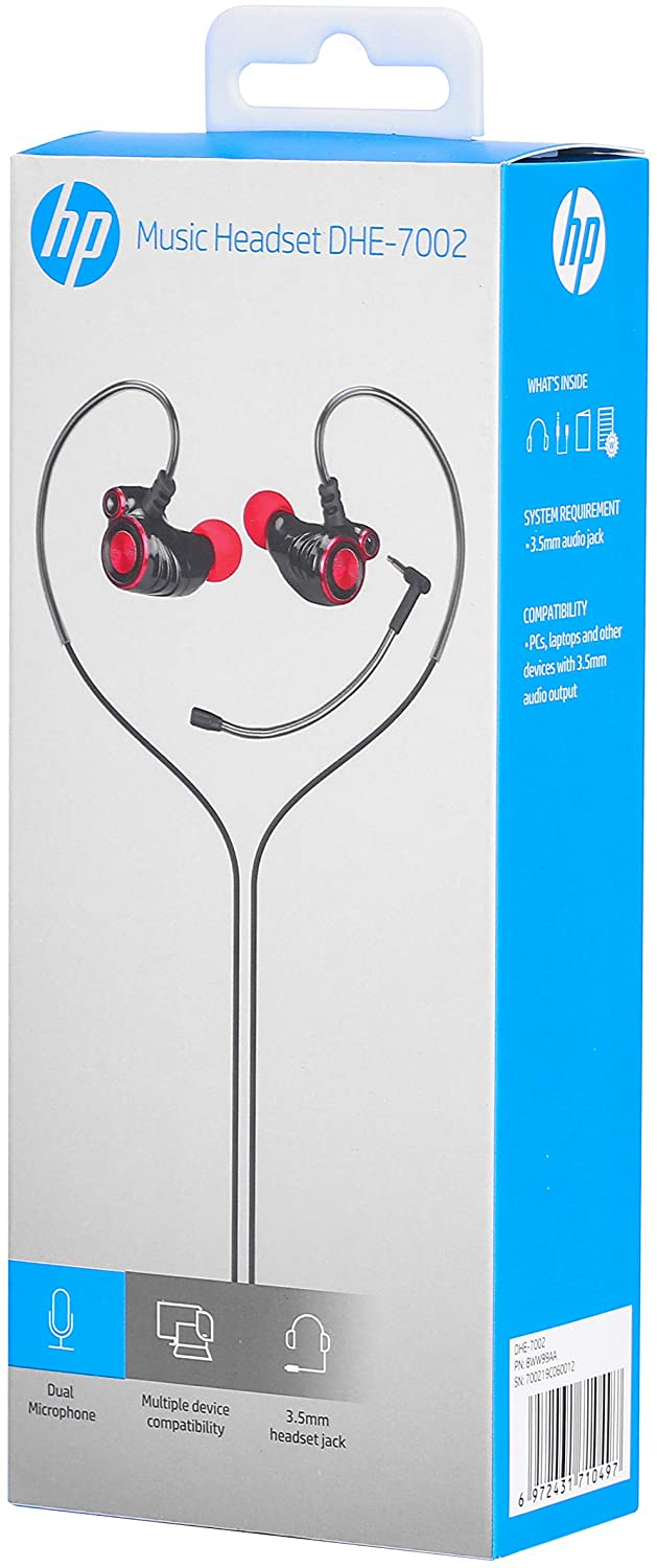 HP DHE-7002 Headset Wired In-ear Calls/Music Black – image 2