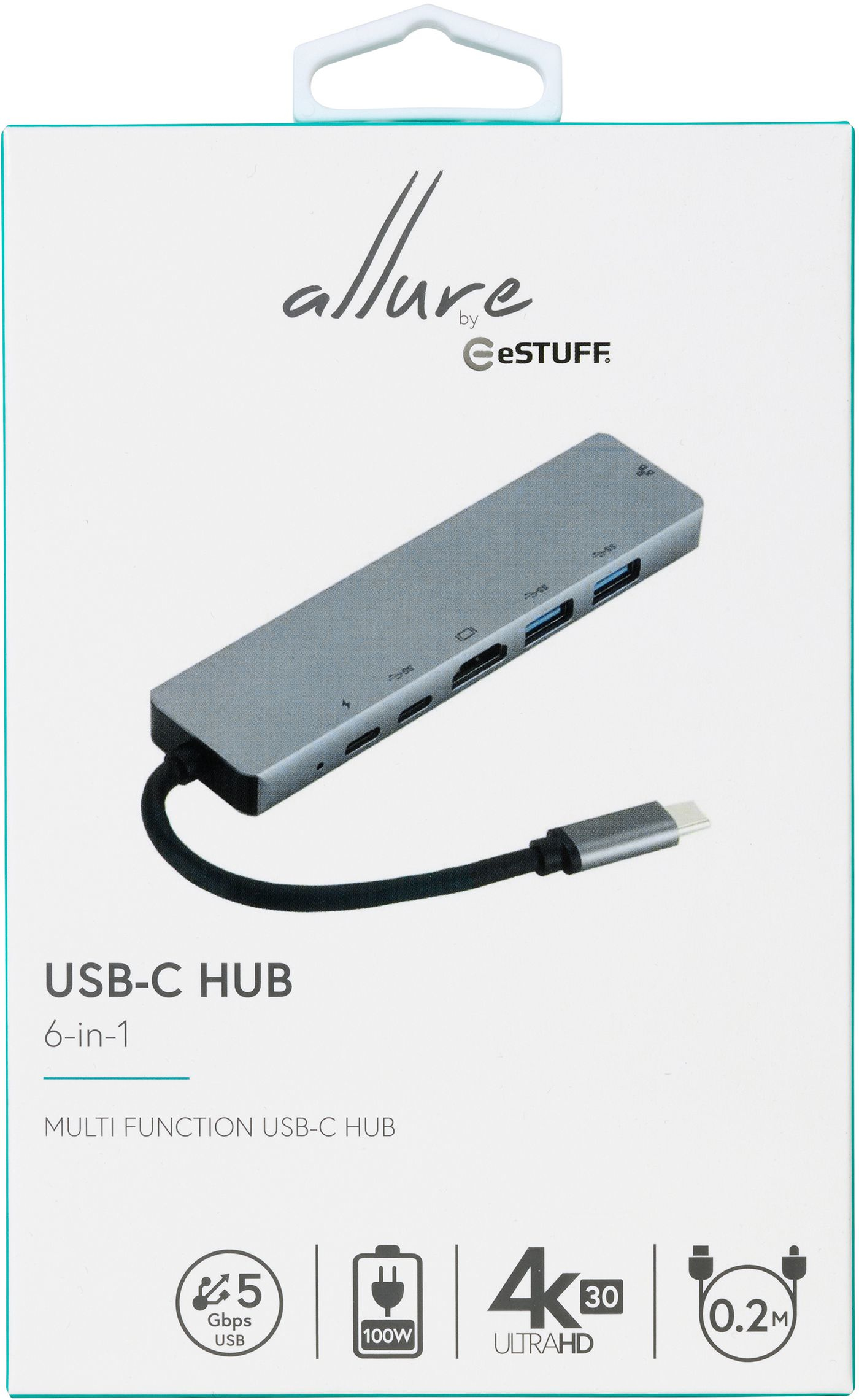 eSTUFF W126094045 laptop dock/port replicator USB Type-C Aluminium, Black – image 7