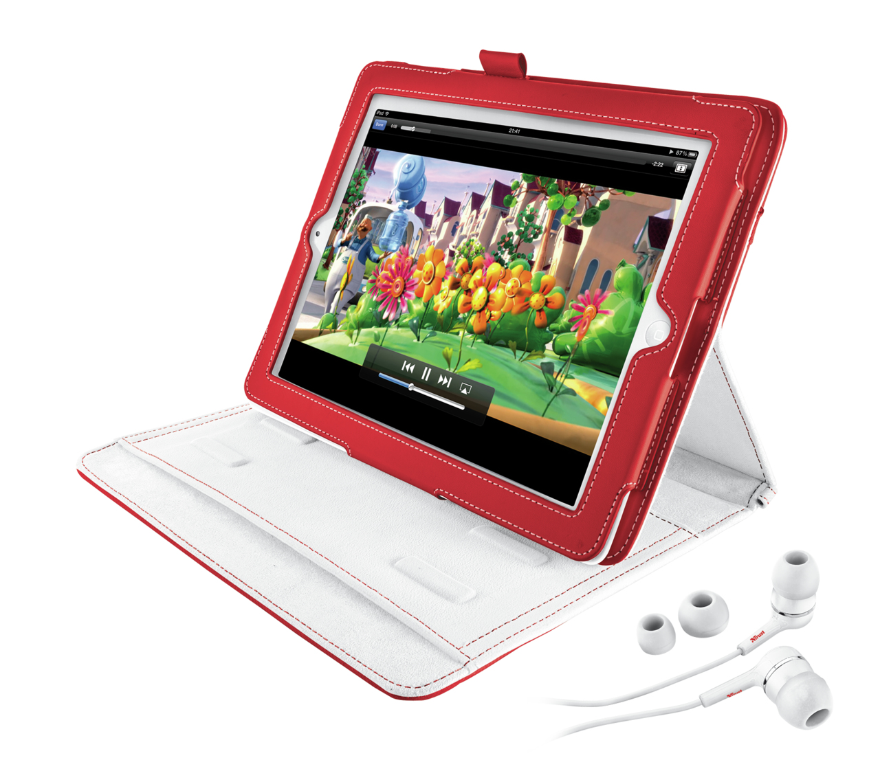 Trust 19107 tablet case Folio Red, White