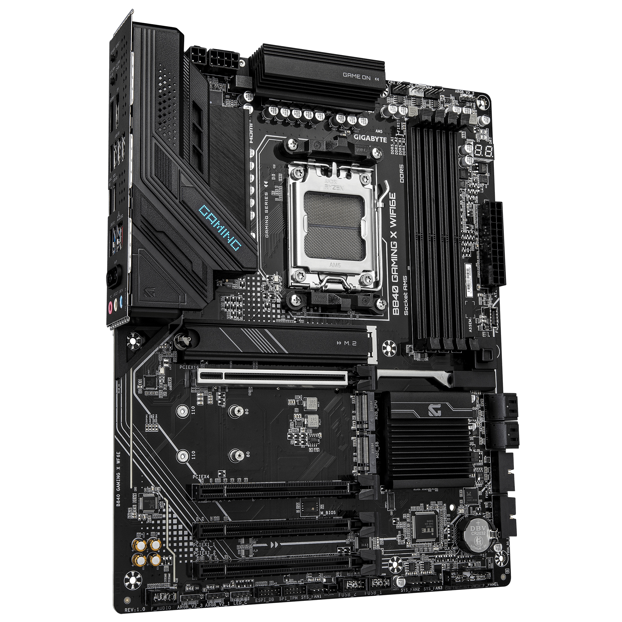 MotherBoard AM5 ATX Gigabyte B840 GAMING X WIFI6E, 256GB RAM DDR5 Max, 2 M.2 PCIE 4 + 1 M.2 PCIe 3.0, Wi-Fi 6E + BT 5.3