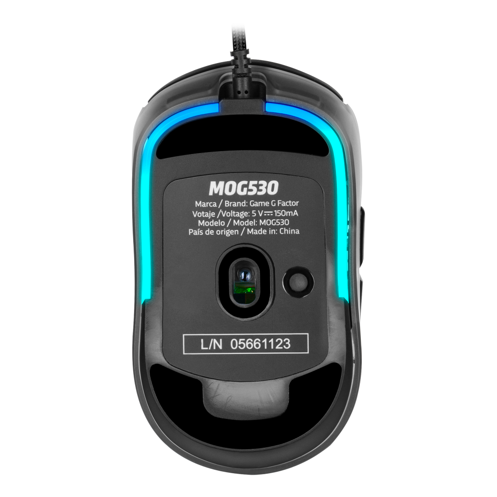 Mouse Gamer Game Factor MOG530 - Alámbrico - USB - RGB - Negro - MOG530-BK