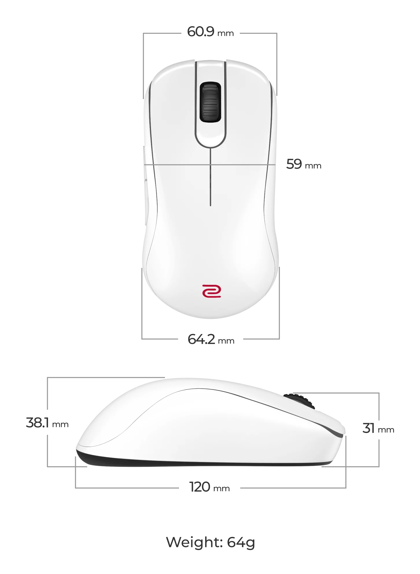 BenQ S2-DW mouse Gaming Right-hand RF Wireless Optical 3200 DPI – image 7