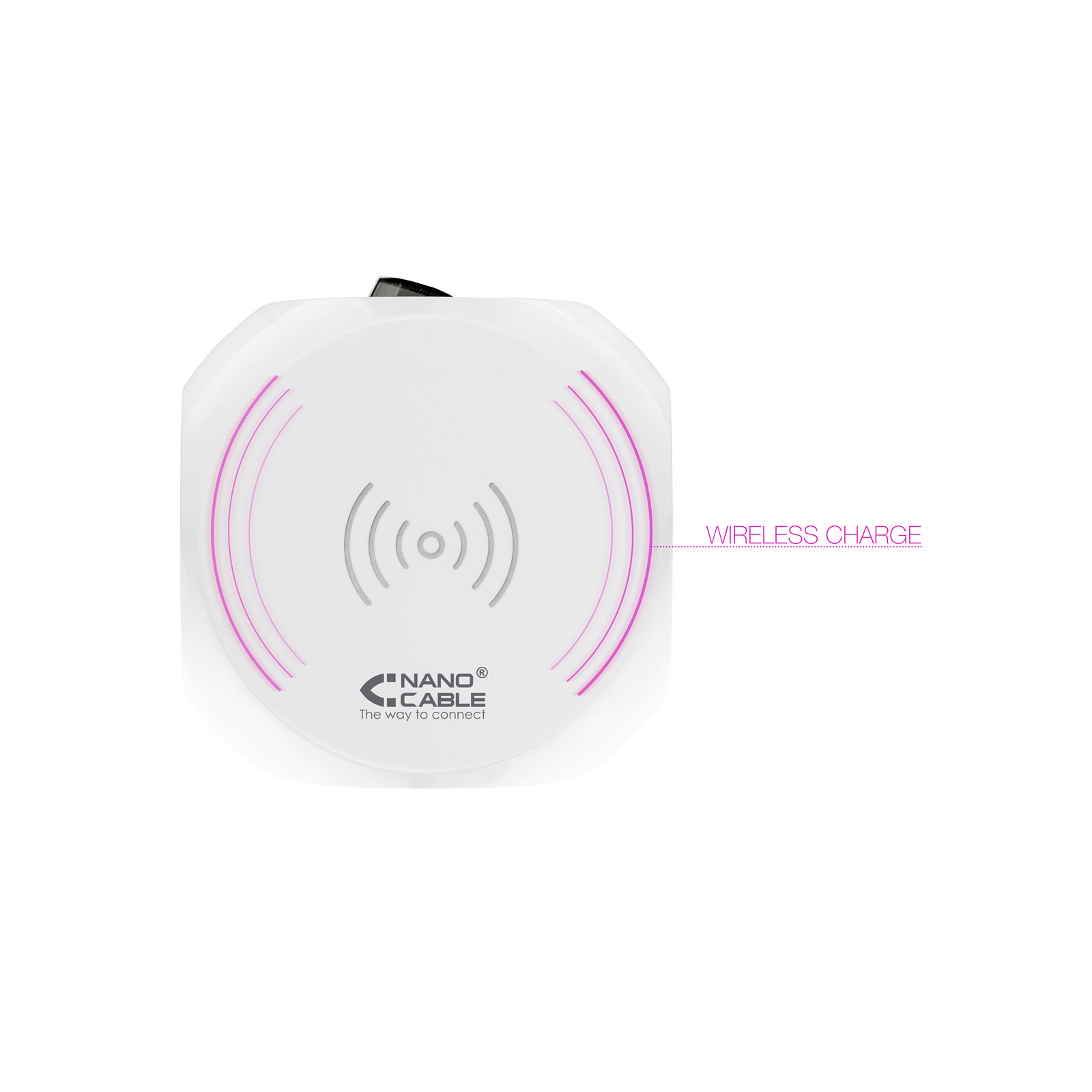Nanocable 3-socket socket with 4 USB's (2 USB A + 2 USB-C) and wireless charging, with switch – image 4