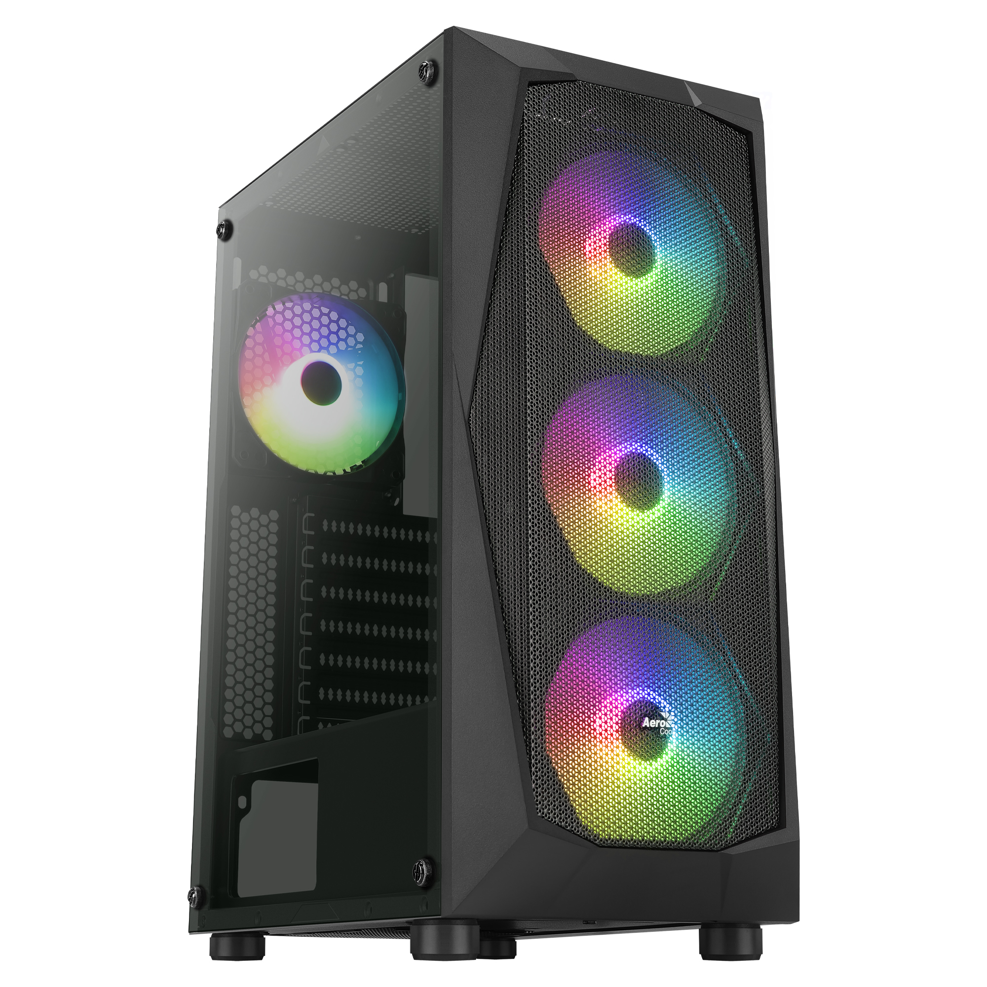 Aerocool FALCONV2BK PC ATX Case Front Panel Mesh Tempered Glass 4 Fans ARGB – image 1