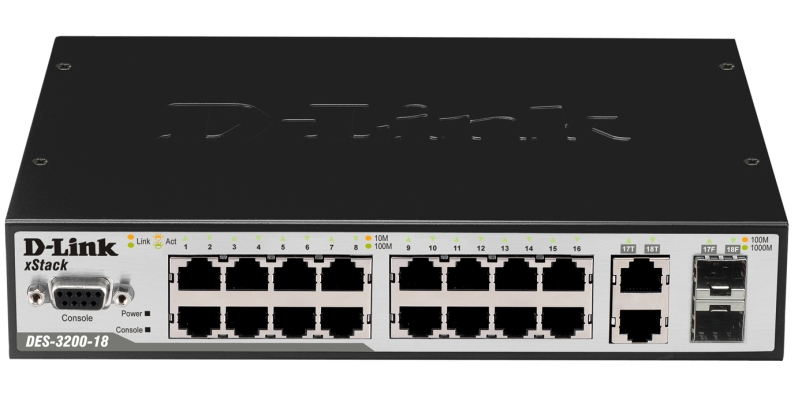 D-Link DES-3200-18/T network switch Managed L2 Fast Ethernet (10/100) 1U Black, Silver