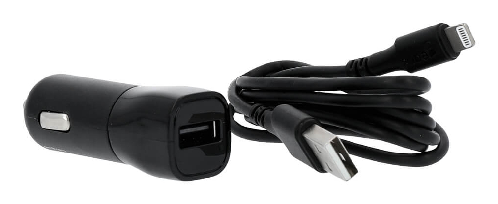 Gear Charger 12-24V 1xUSB 2,4A Black Lightning cable 1m MFI C89