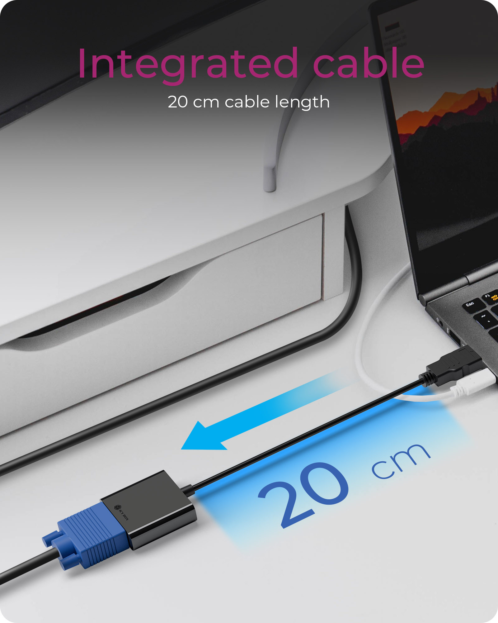 Resim ICY BOX IB-AC502a HDMI - VGA Adaptör Kablosu 0.2m