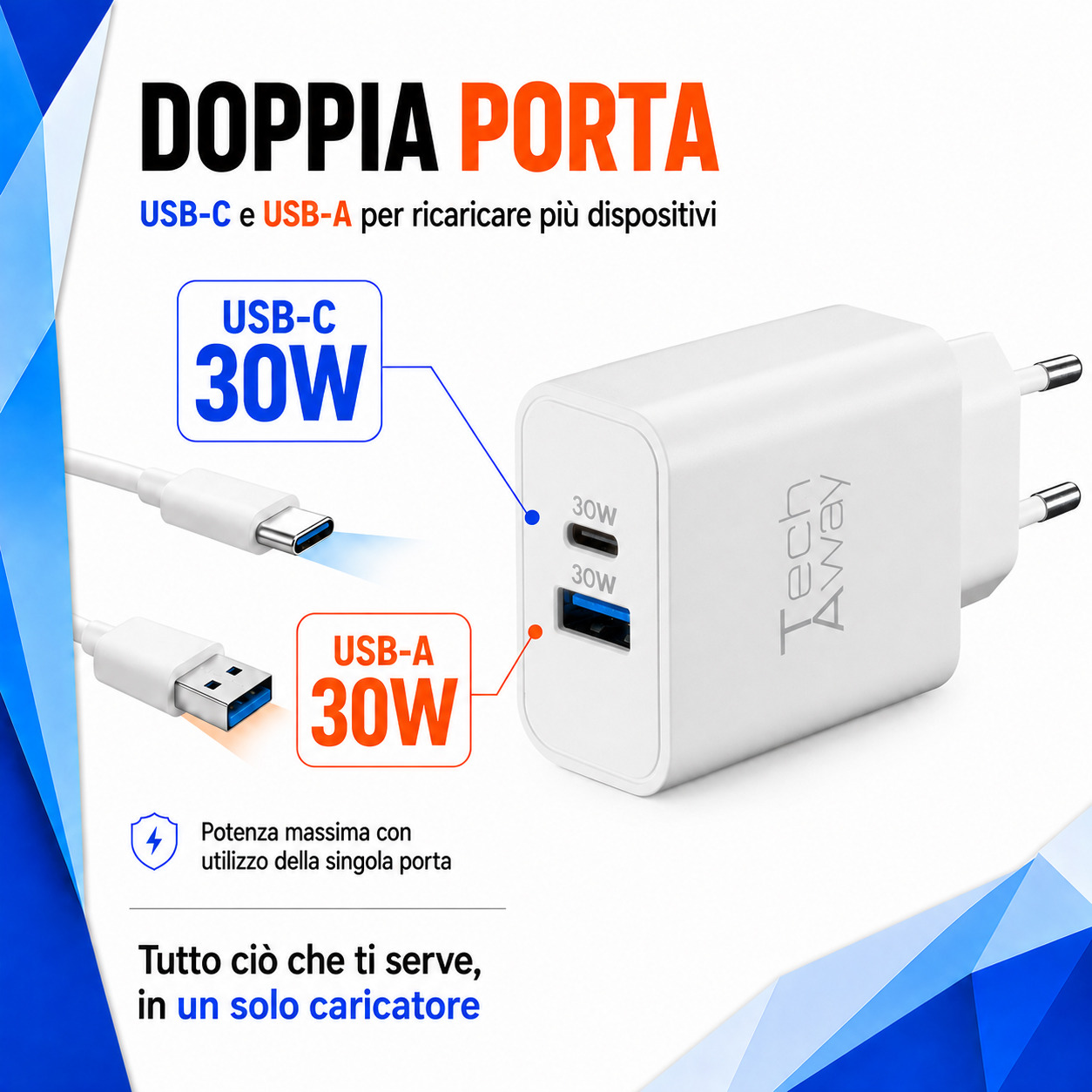 Tech Away GAN+ PD 30W CHARGER DUAL USB-A + USB-C PORT – image 2