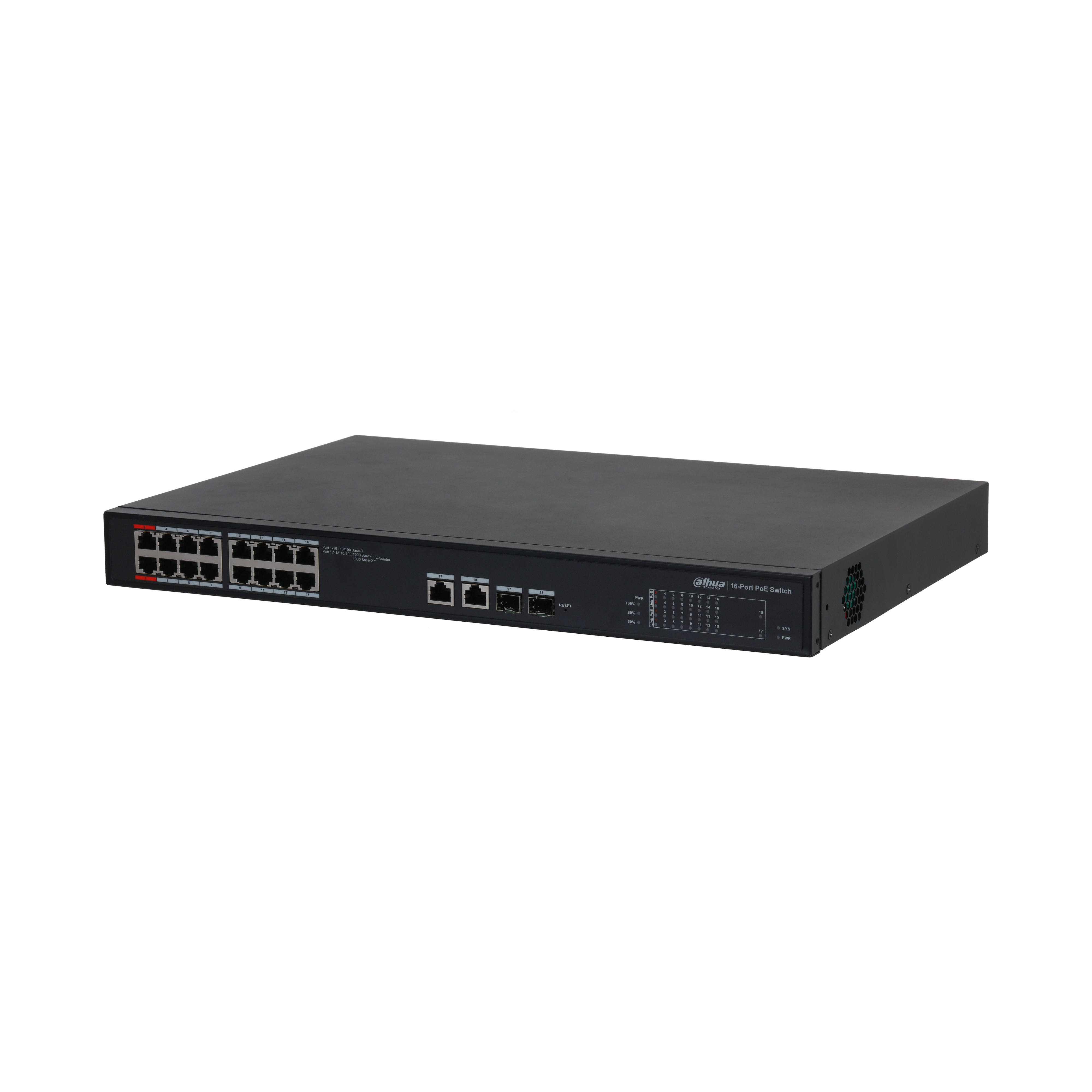 Switch Dahua DH-S4101-16ET2GF-240-C - Gigabit Ethernet - 16 Puertos PoE++ - 2 Uplink - 2 SFP - Gestionado - DH-S4101-16ET2GF-240-C