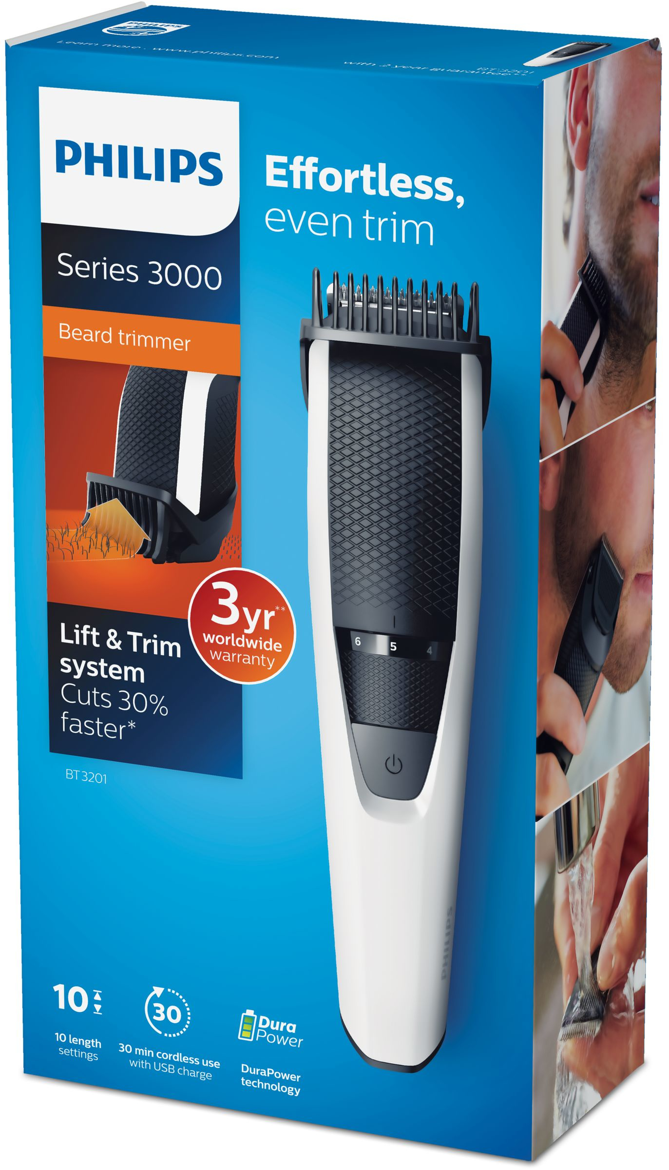 Philips BEARDTRIMMER Series 3000 BT3201/15 beard trimmer AC/Baterry 10 – image 2