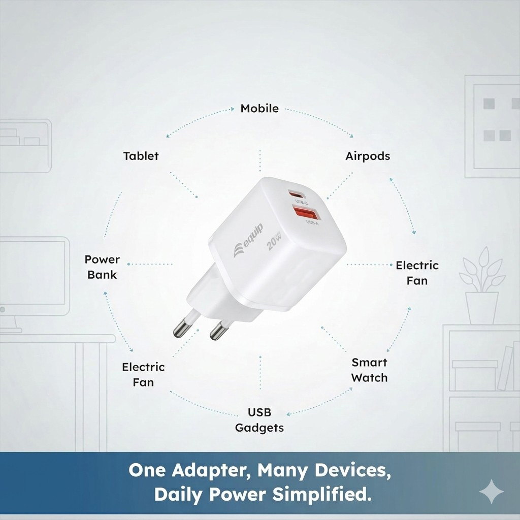 Equip 2-Port 20W GaN USB PD Charger, USB-C x 1, USB-A x 1 – image 8