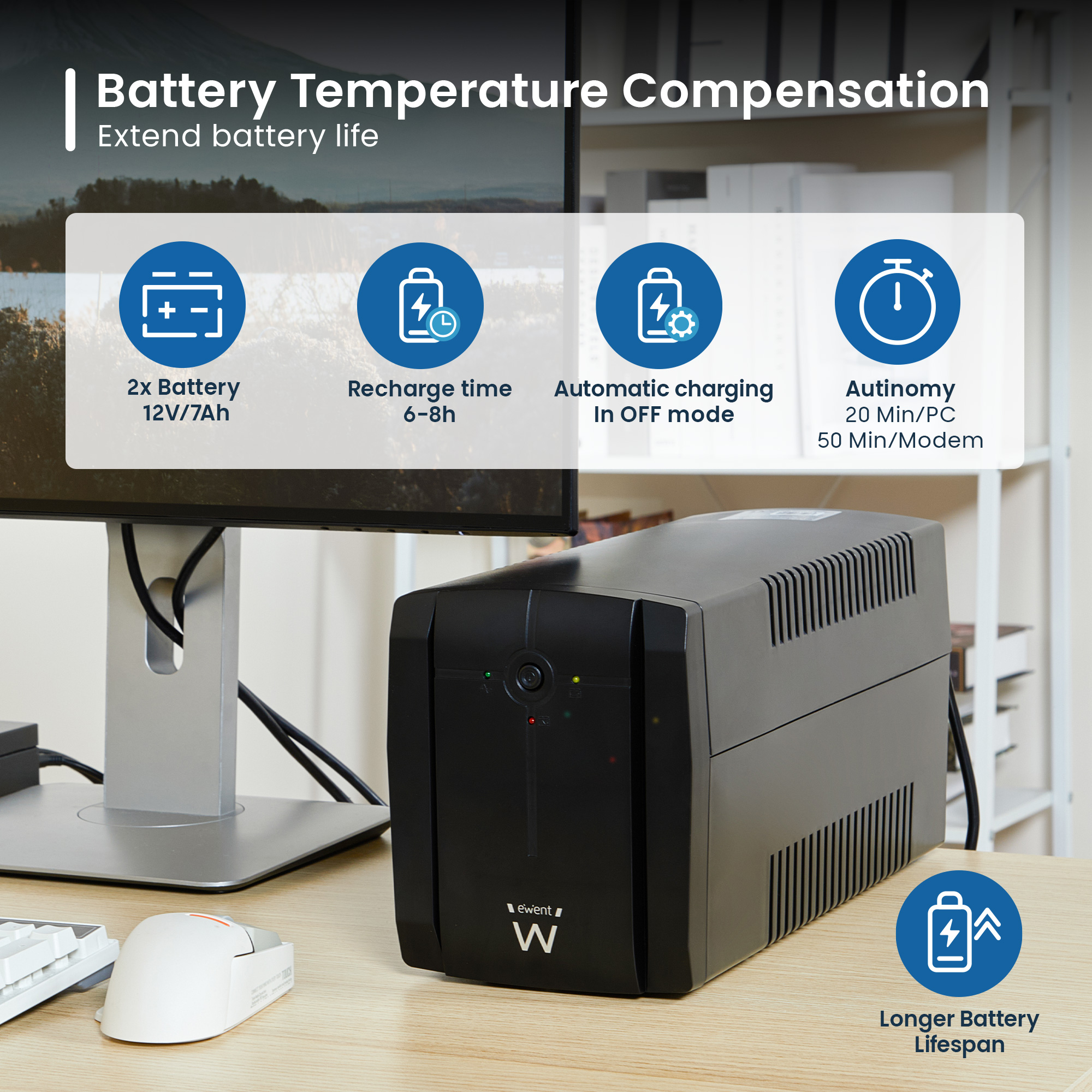 Ewent EW3997 uninterruptible power supply (UPS) Line-Interactive 1.3 kVA – image 5