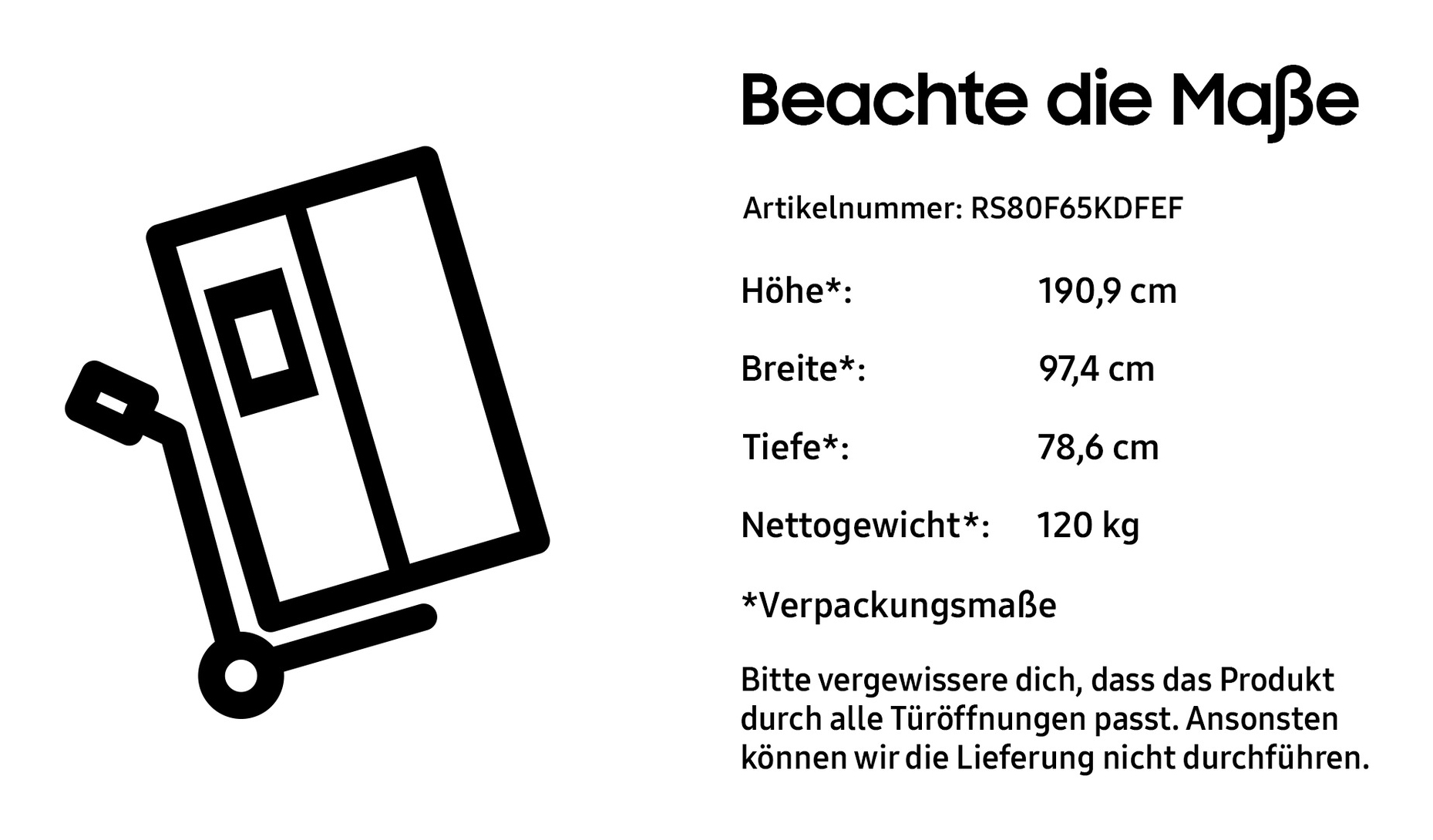 RS80F Side-by-Side mit autom. Türöffnung und Wassertank, EEK: D