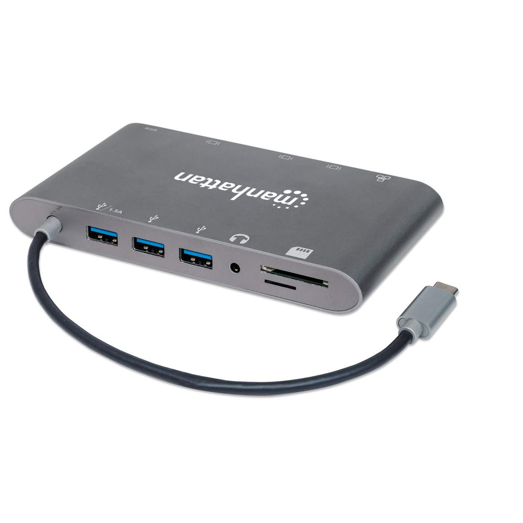Manhattan USB-C Dock/Hub with Card Reader, Ports (x8): HDMI, Audio – image 2