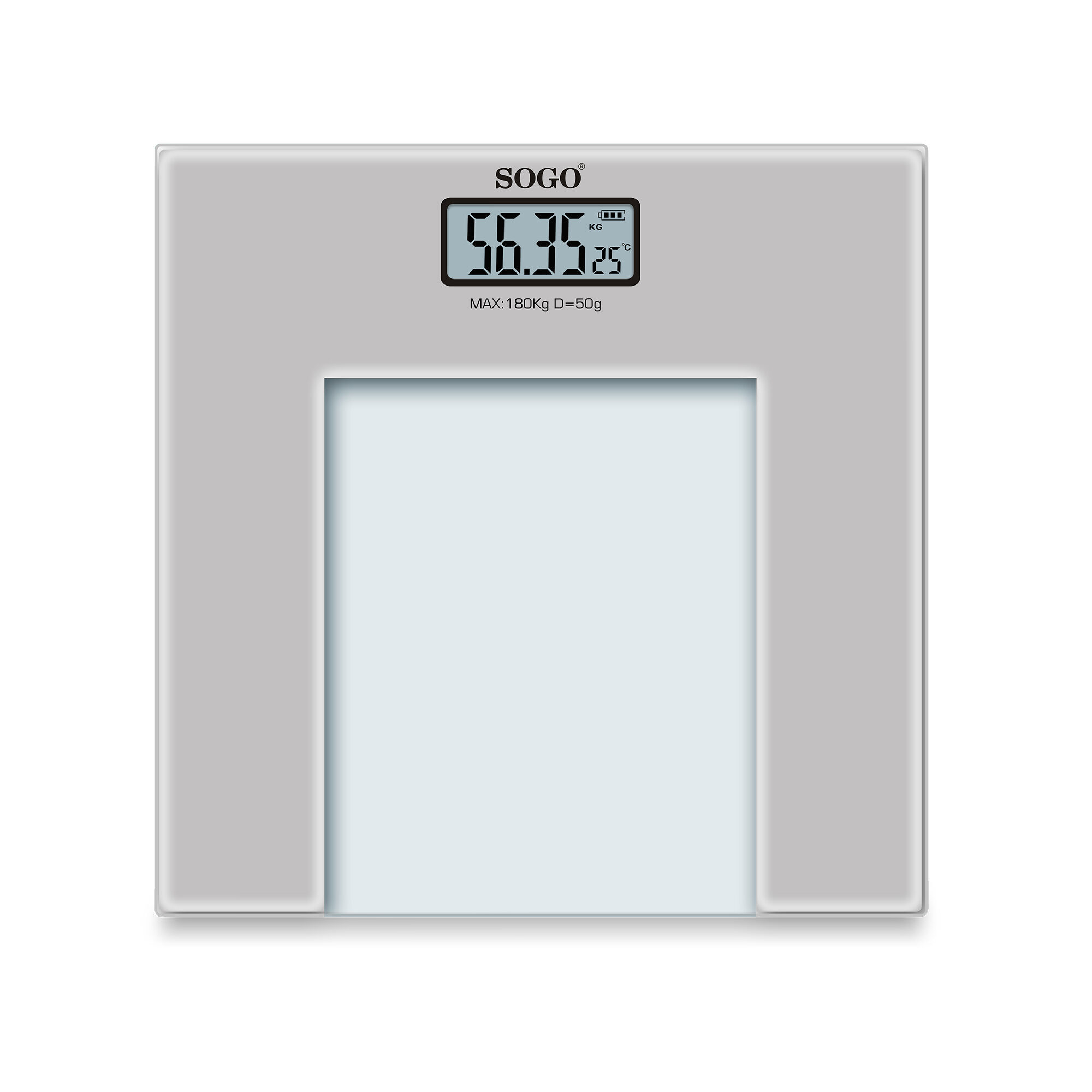 Sogo BAB-SS-2905 personal scale Square Grey, Transparent Electronic personal scale