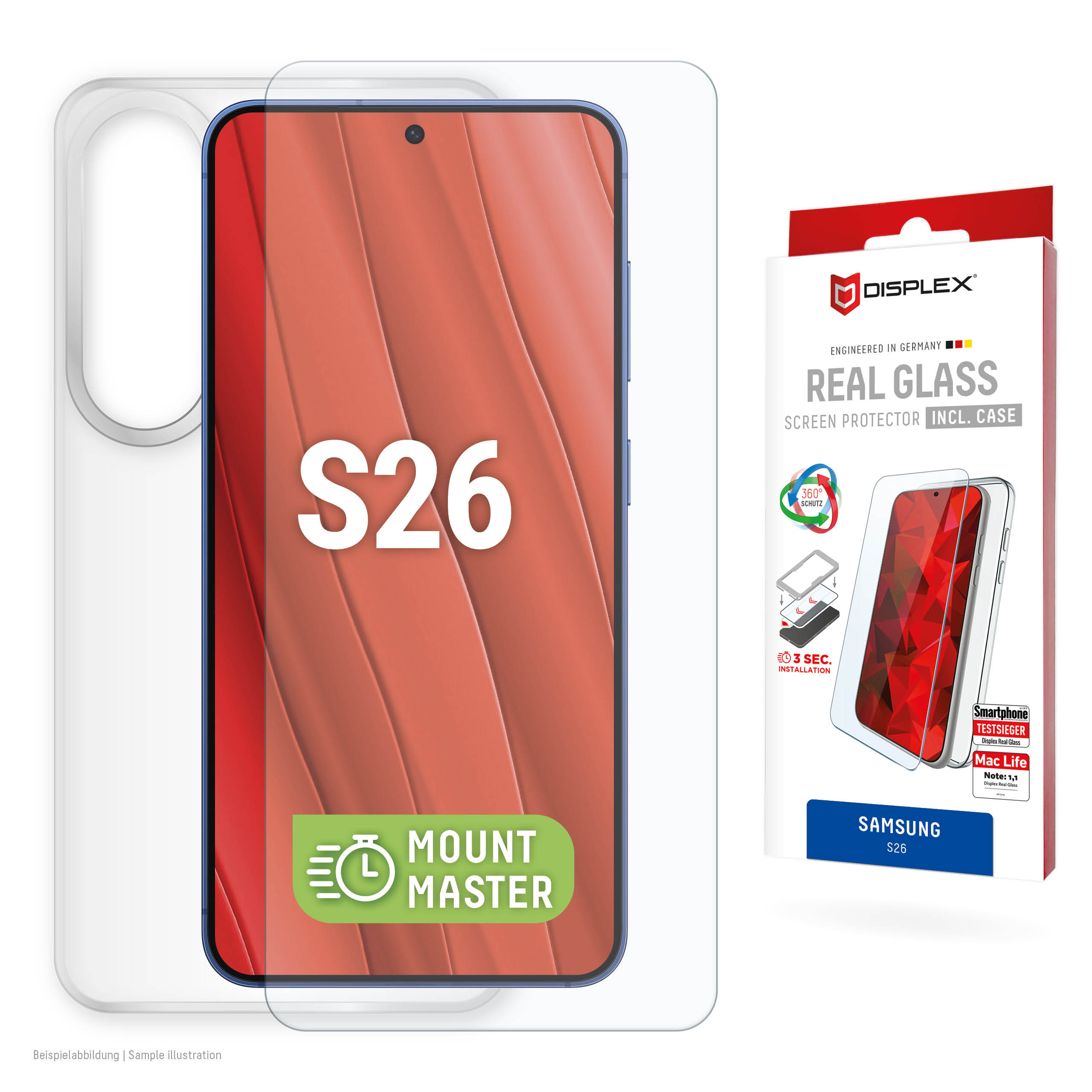 Displex Screen Protector + Case for Samsung S26, scratch resistant