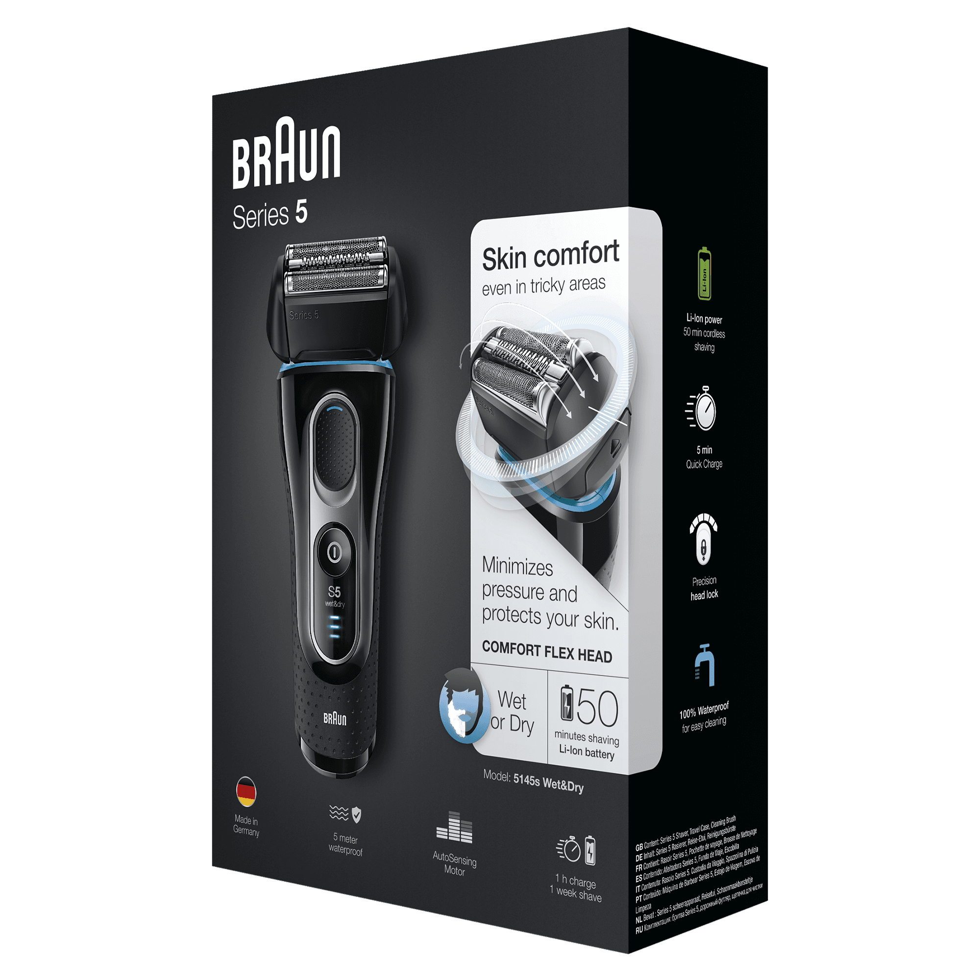 Braun 5145SWD Foil shaver Black, Blue, Chrome – image 4