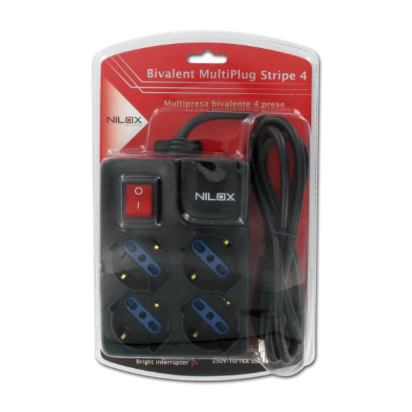 Nilox MULTIPRESA 4 PORTE BIPASSO NERO – image 2
