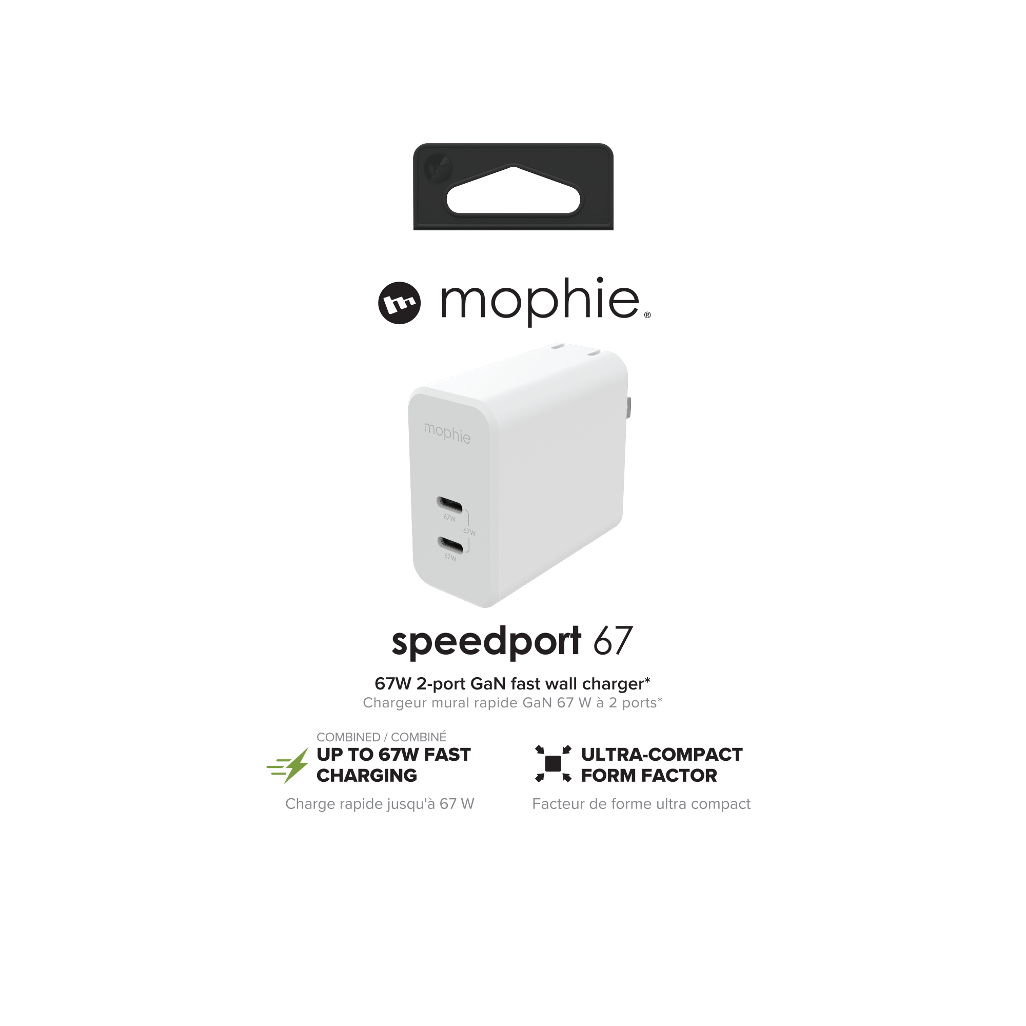 mophie Accessories-Wall Adapter-USB-C-PD-DUAL-67W-GAN-White-NA (2xUSBC) – image 3